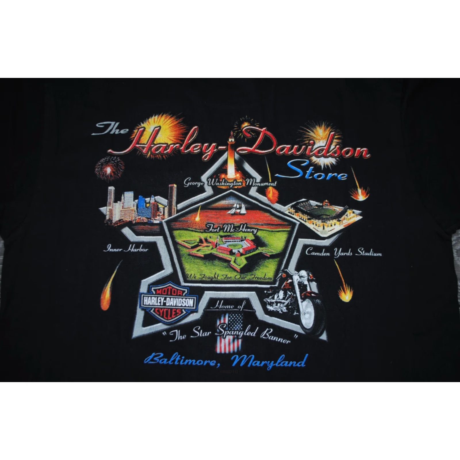 Harley Davidson VINTAGE Harley-Davidson T-shirt EAGLE Baltimore Maryland Black Mens Large Size US L / EU 52-54 / 3 - 8 Thumbnail