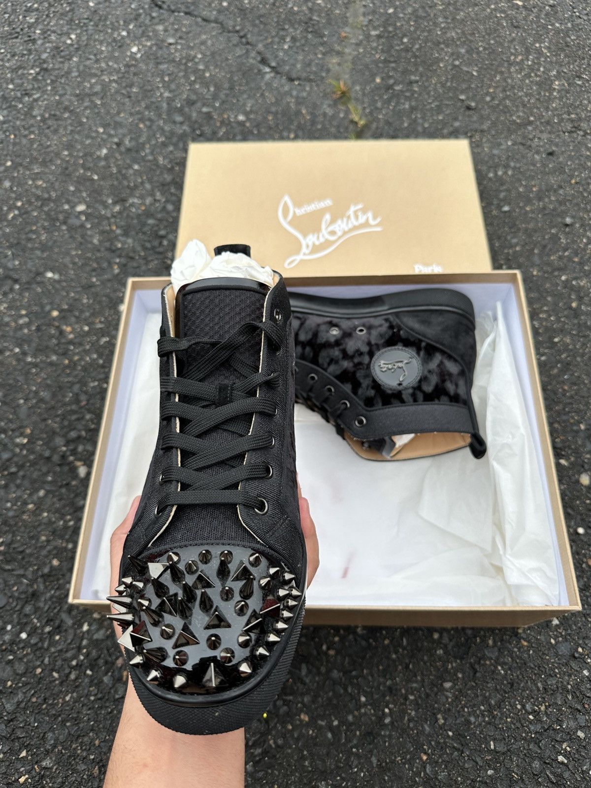 Christian Louboutin Christian Louboutin High Top Sneaker All Black Size US 9.5 / EU 42-43 - 2 Thumbnail