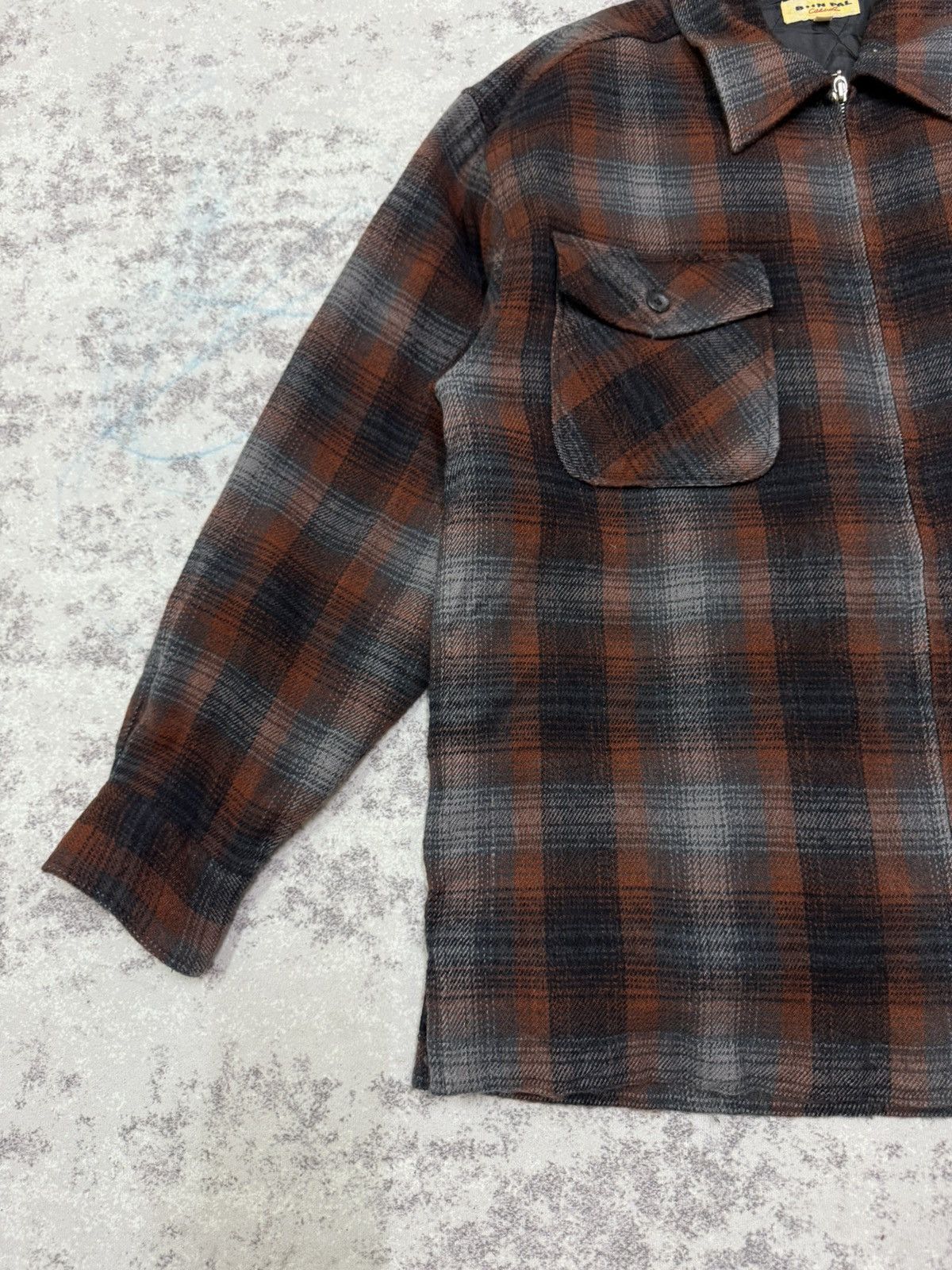 Japanese Brand VINTAGE BOON PAL CHEKERED FLANEL ZIPER QUILTED LINED SHIRT Size US M / EU 48-50 / 2 - 4 Thumbnail
