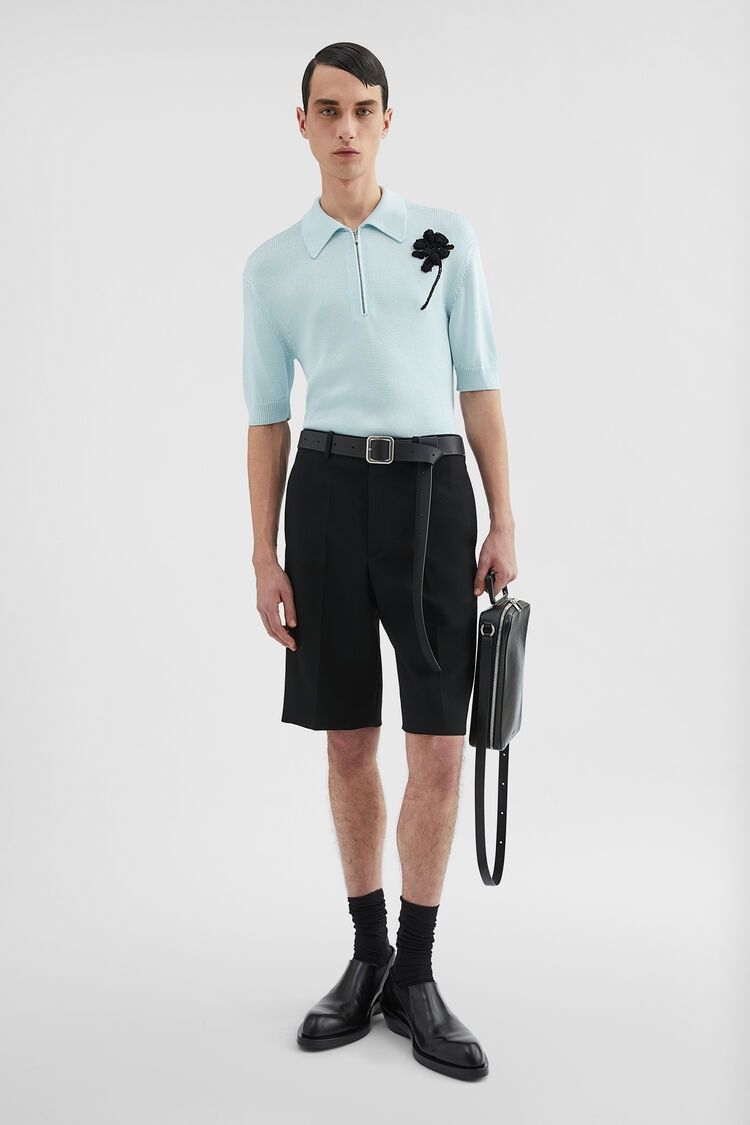 Jil Sander o1loc1c0426 Knit Polo T-Shirt in Blue Size US S / EU 44-46 / 1 - 5 Thumbnail