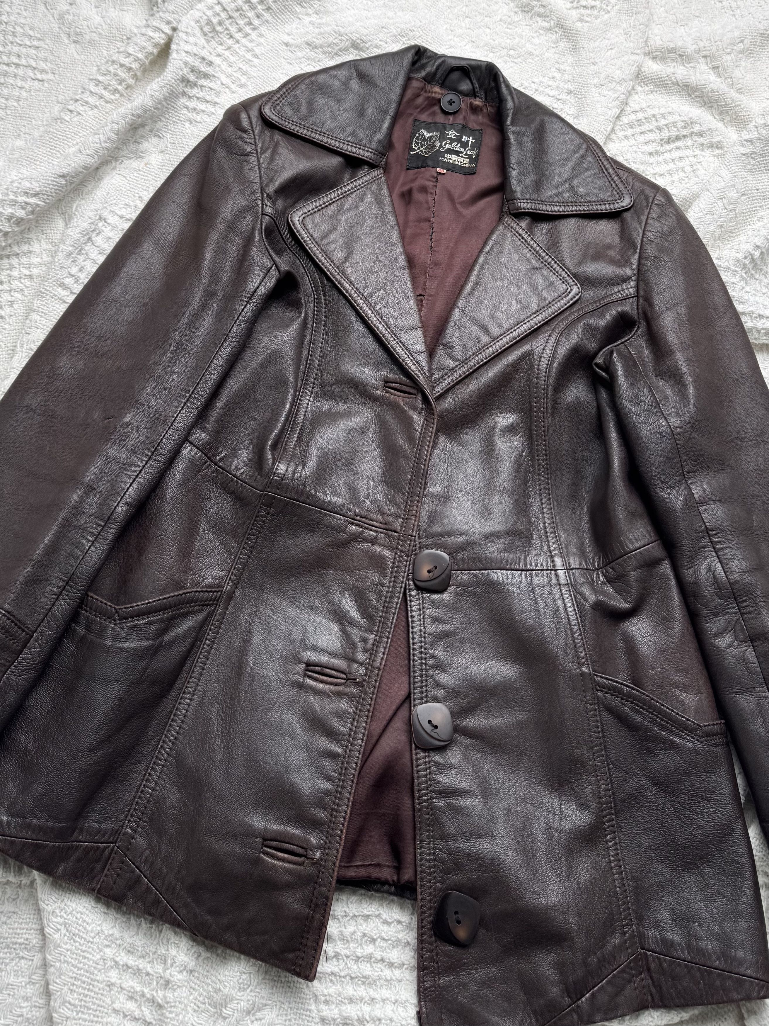 Vintage Vintage Genuine Leather Jacket Button Front Tailored Classic Size L / US 10 / IT 46 - 5 Thumbnail