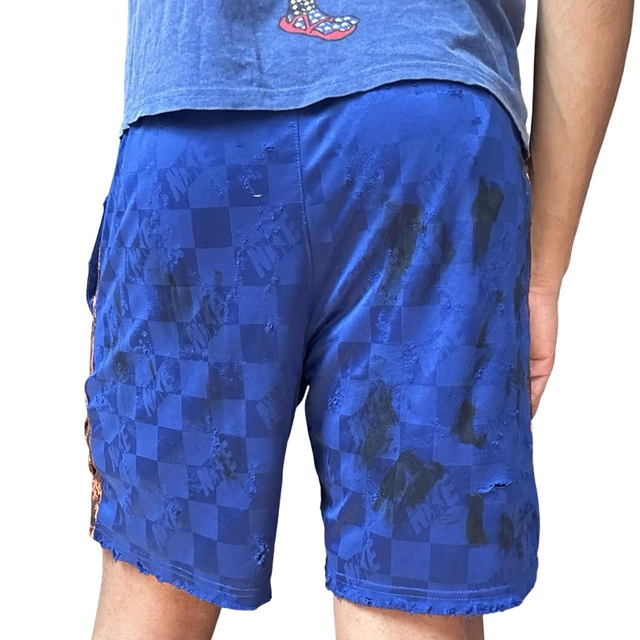 Nike ASTROBOI* x NIKE Blue Distressed Checkered Soccer Shorts_ XL Size US 32 / EU 48 - 3 Thumbnail