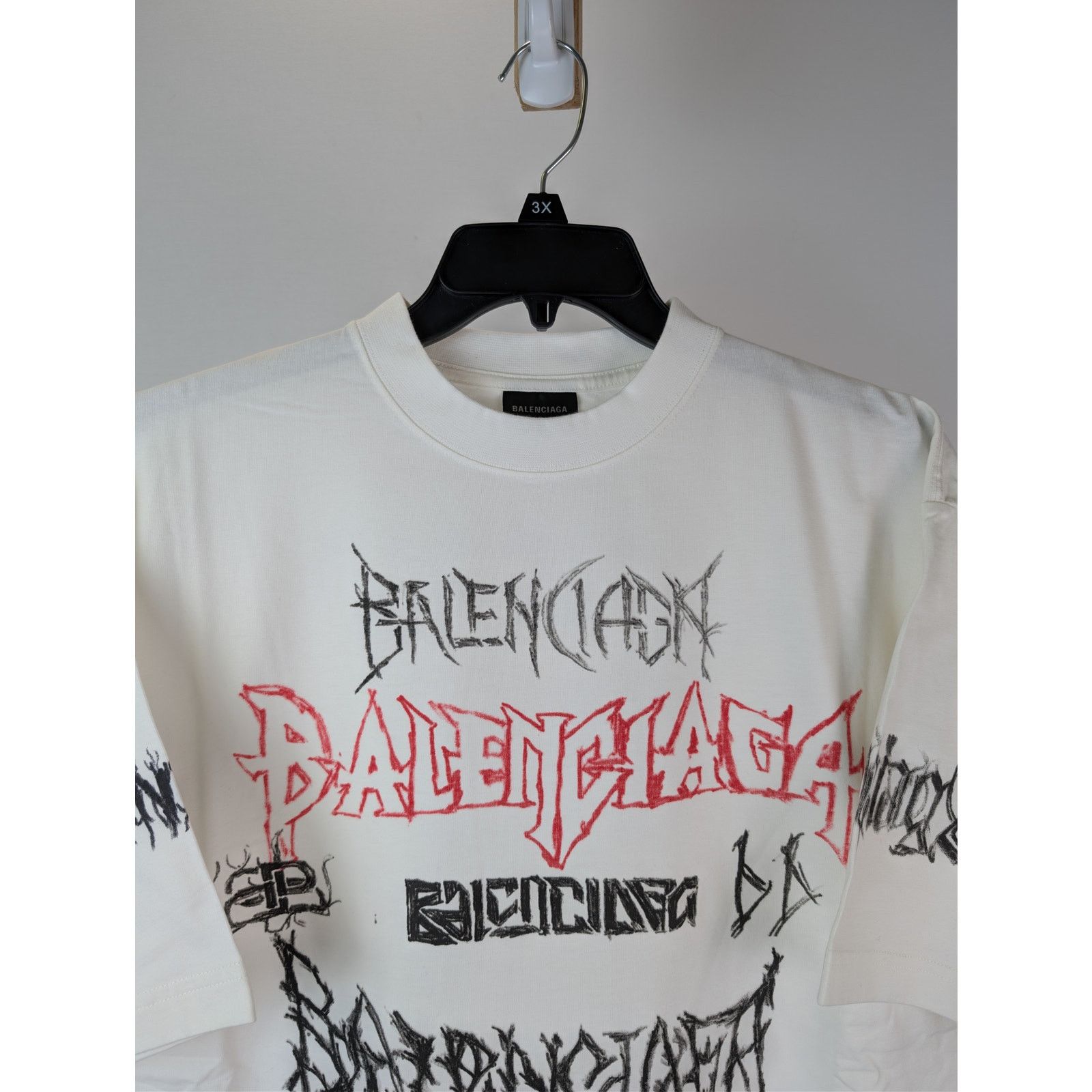 Balenciaga o1rshd1 Heavy Graphic Print DIY Metal Logo T-shirt in White Size US M / EU 48-50 / 2 - 7 Thumbnail