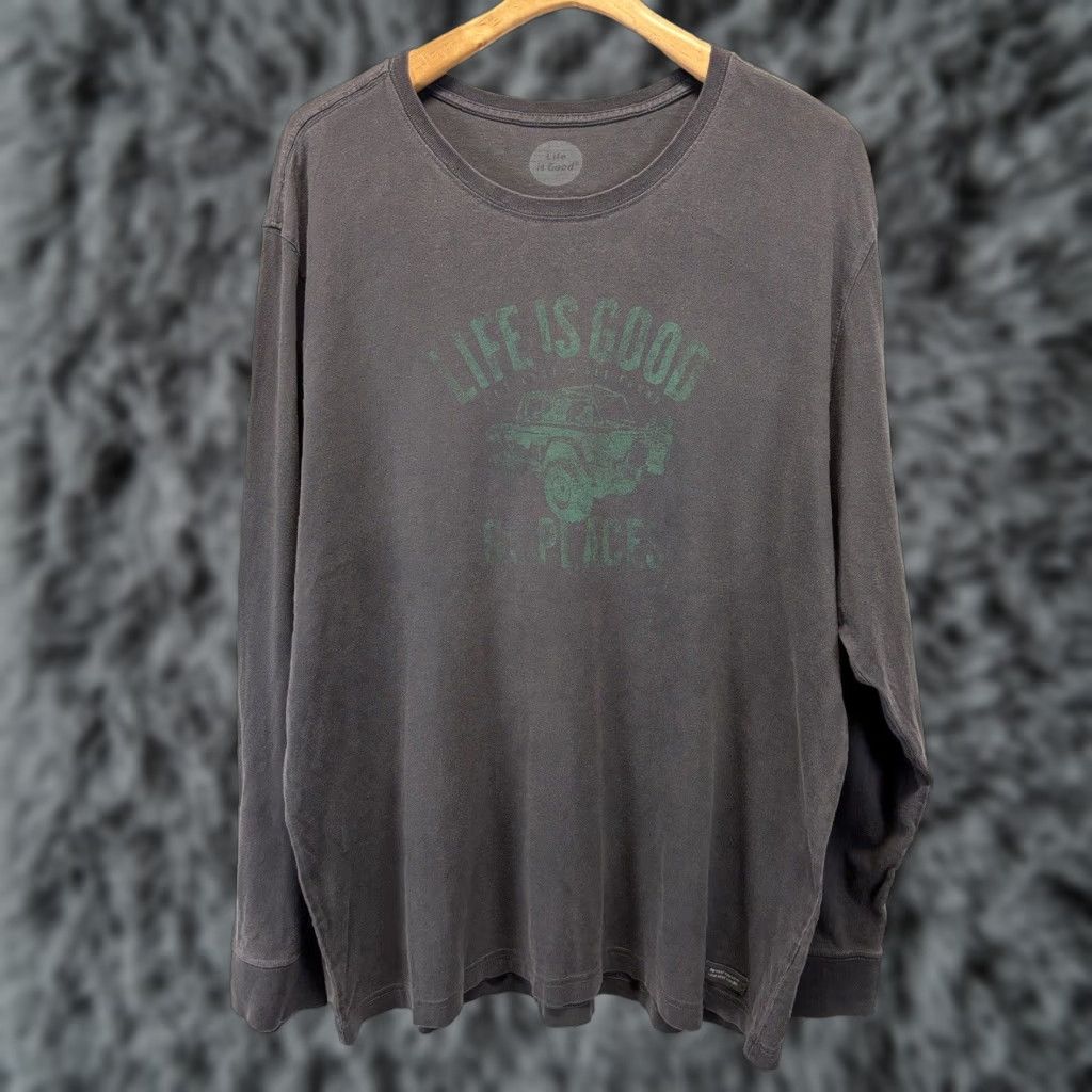 Life is Good VINTAGE Life Is Good Go Places Jeep Shirt XL Men Long Sleeve Gray Outdoor Mens Size US XL / EU 56 / 4 - 1 Thumbnail