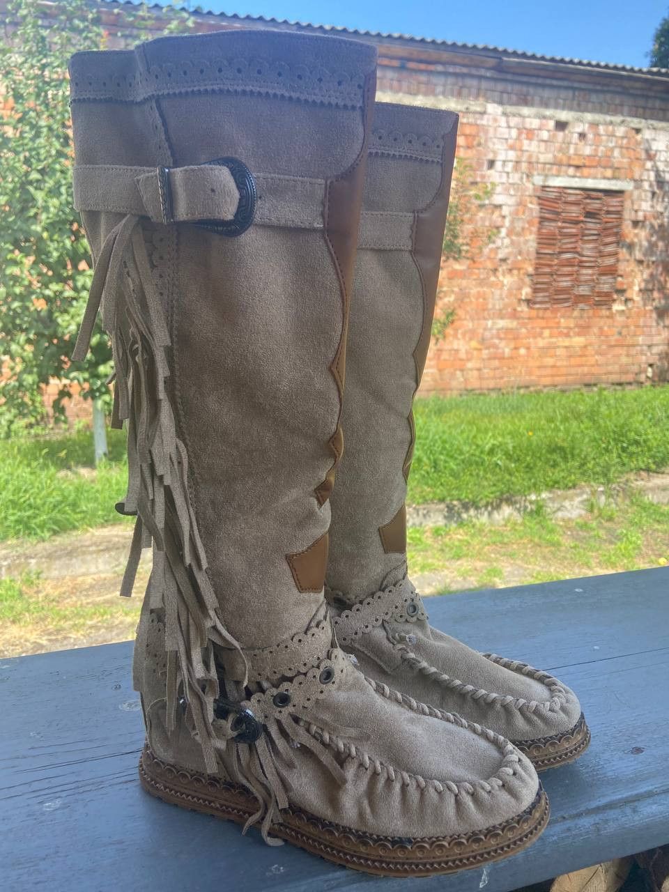 Other Vintage As 98 Guidi style Leather Faded Biker High Boots Size US 7 / IT 37 - 2 Thumbnail