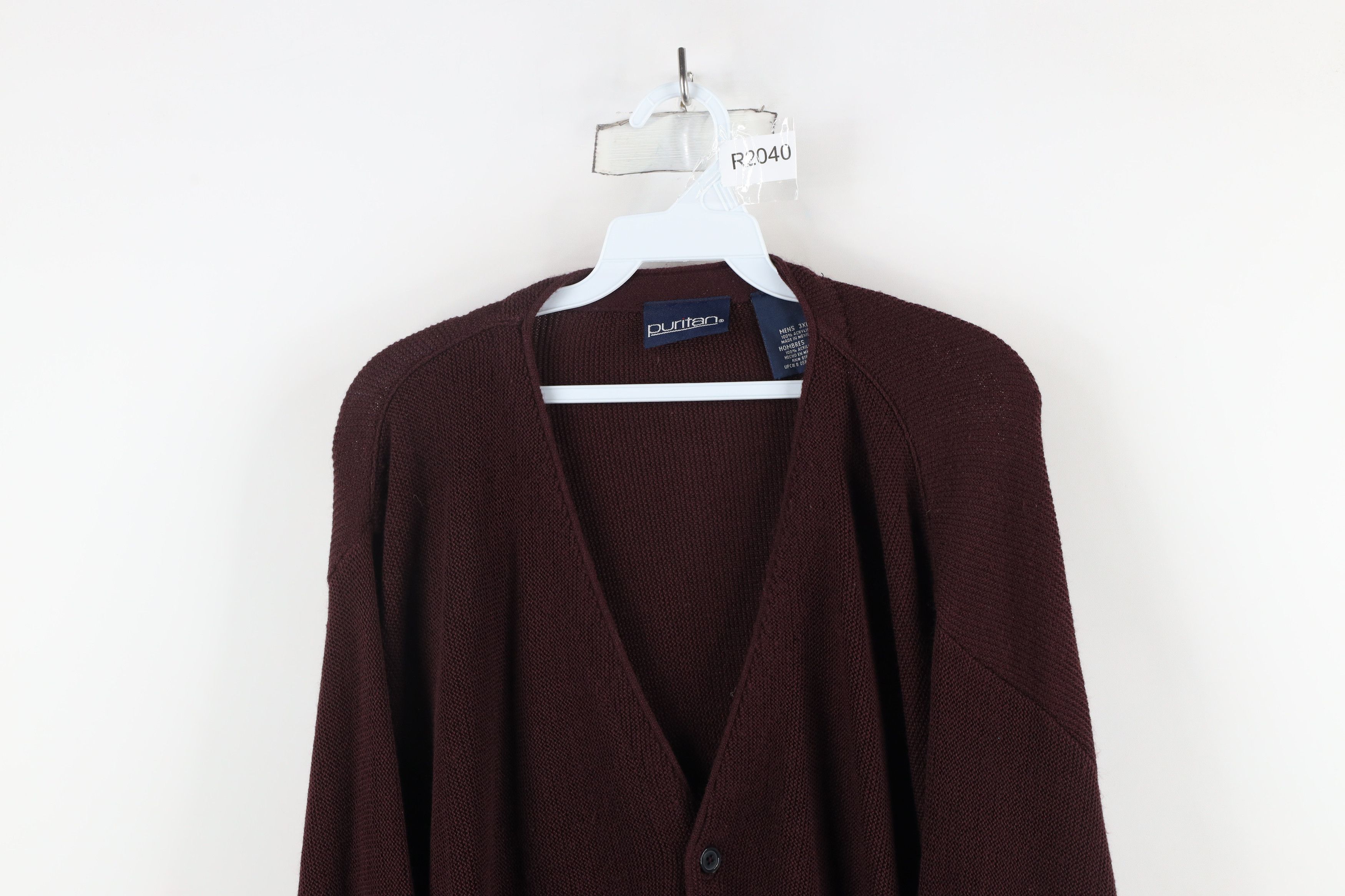 Vintage Vintage 90s Streetwear Knit Button Cardigan Sweater Maroon Size US XXL / EU 58 / 5 - 2 Thumbnail