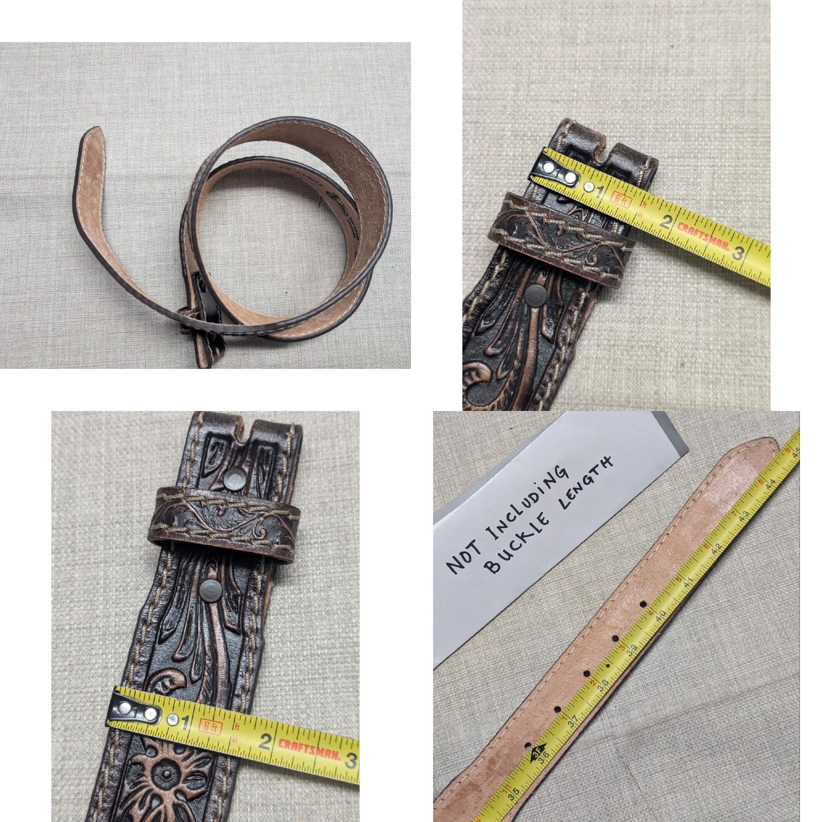 Vintage VINTAGE Justin belt - USA Made Western Belt with Floral Tooled Leather Buckle 38 Men Size 38 - 8 Thumbnail