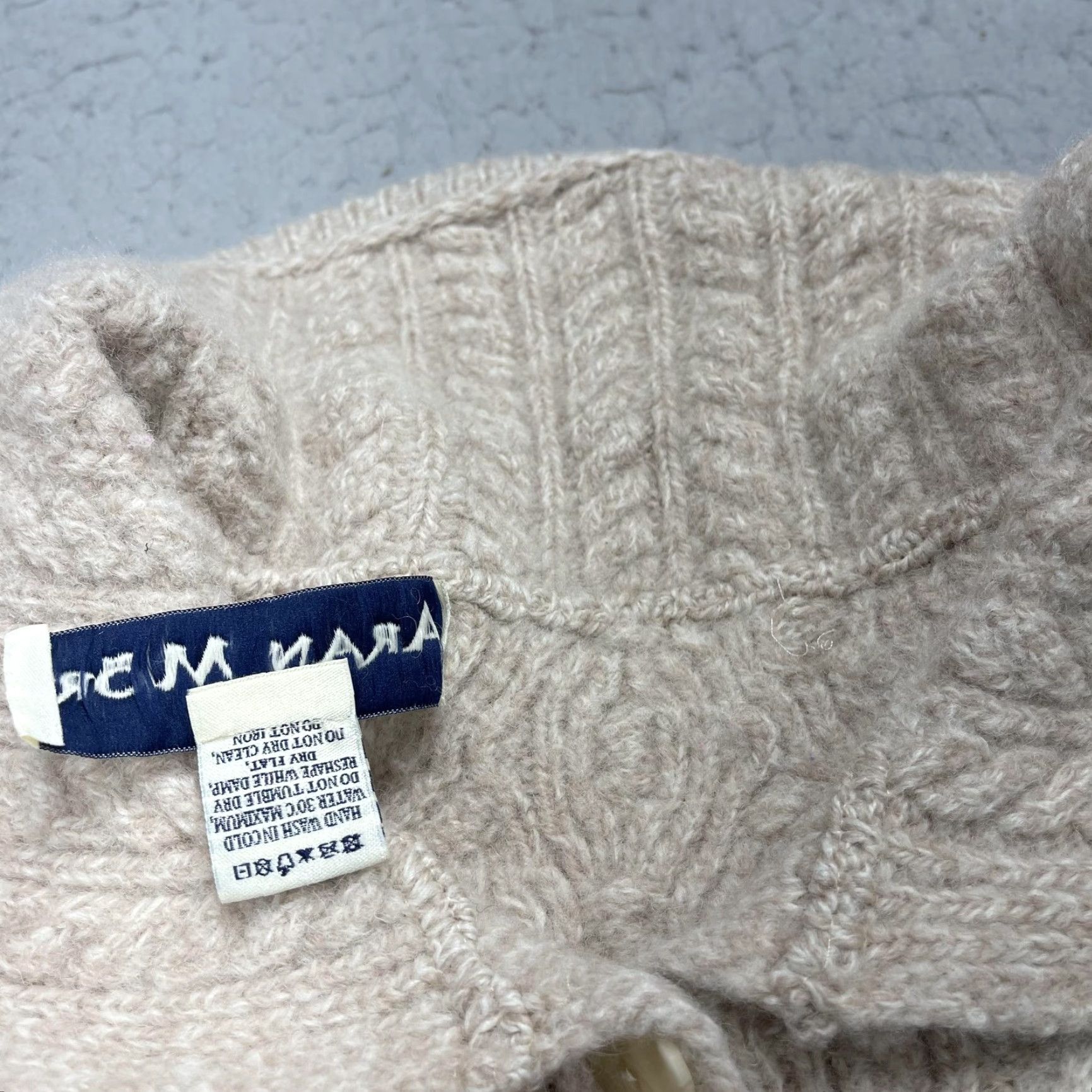 Vintage Aran Mor Sweater Cardigan Wool White Womens M Merino Cable Knit Front Pockets Ireland Winter Medium Size M / US 6-8 / IT 42-44 - 5 Thumbnail