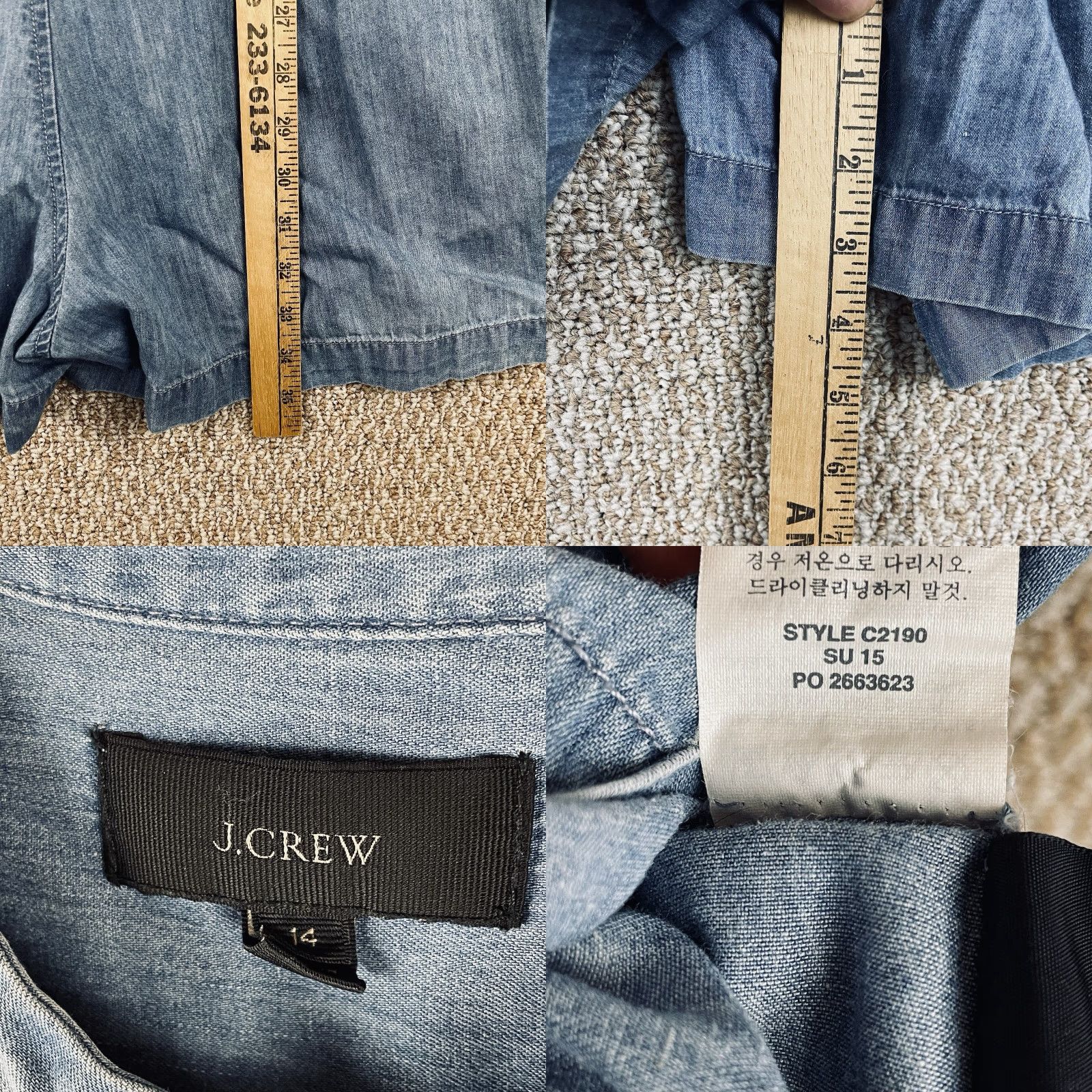 J.Crew J.Crew Denim Chambray Romper Women's 14 Blue Short Sleeve Button 2010s Y2K T59 Size 36" / US 14 / IT 50 - 9 Thumbnail