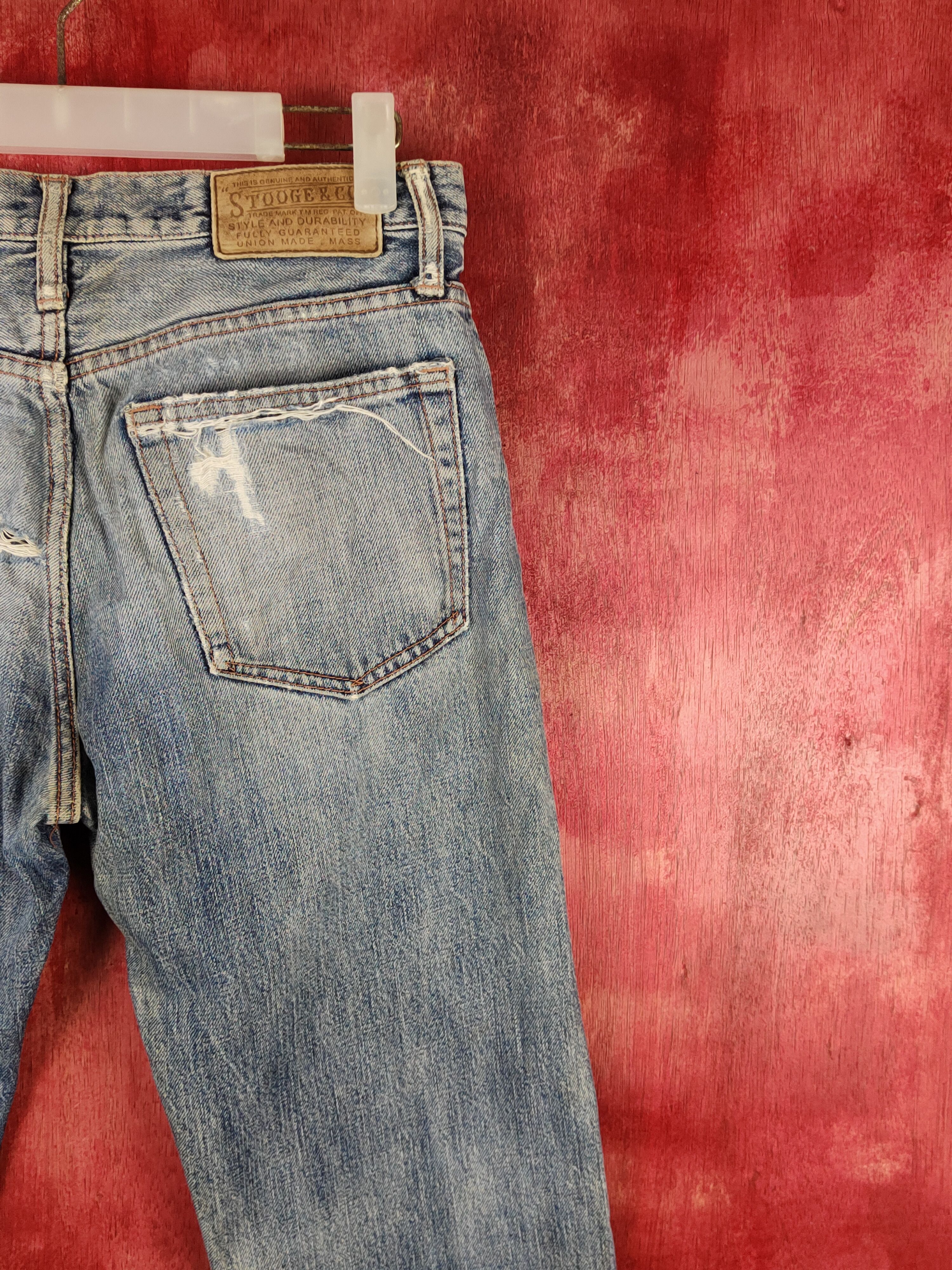Japanese Brand Stooge&co Blue Distressed Ripped Jeans #S2218 Size US 29 - 11 Thumbnail