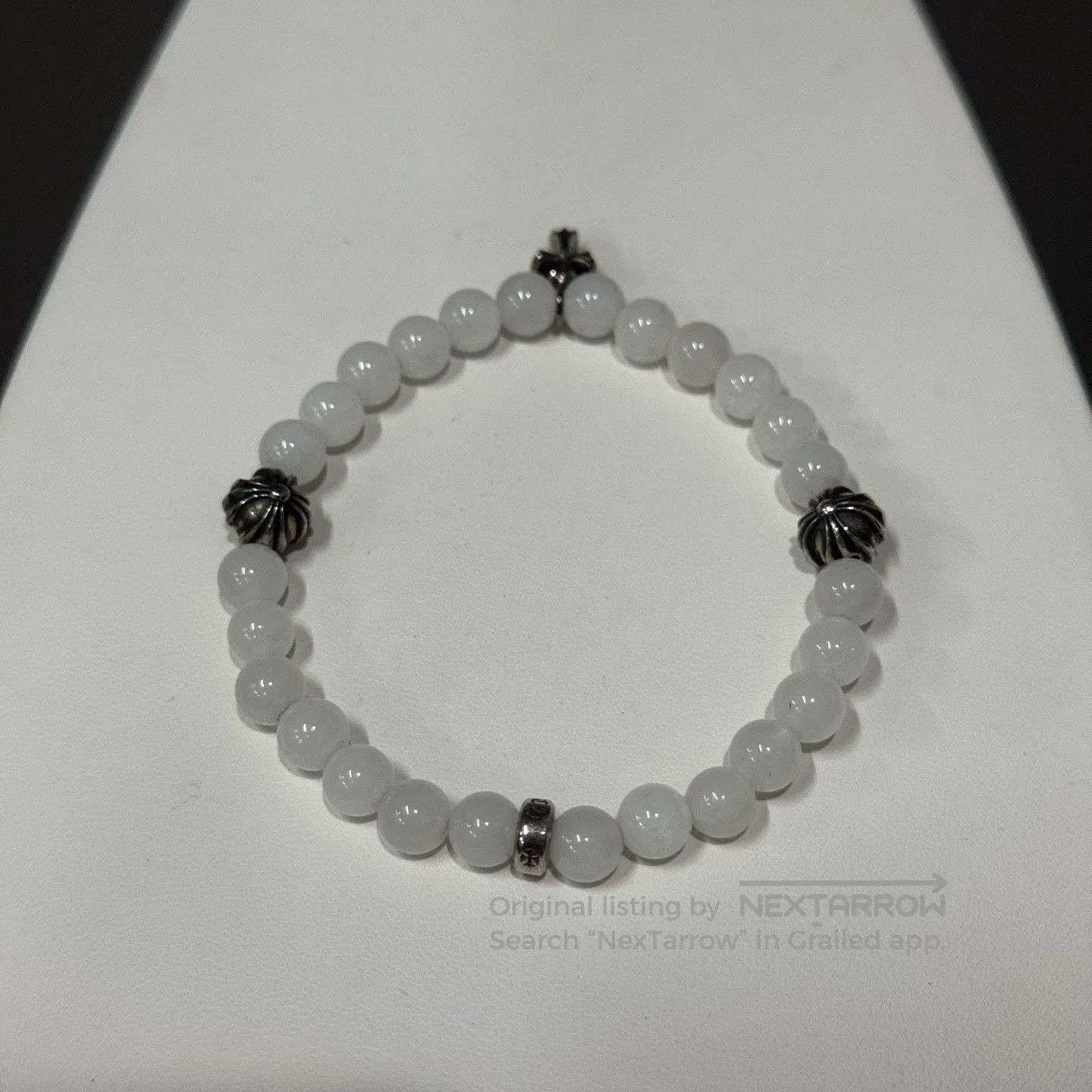 Chrome Hearts Chrome Hearts White Agate Silver Cross Bracelet. Size ONE SIZE - 3 Thumbnail