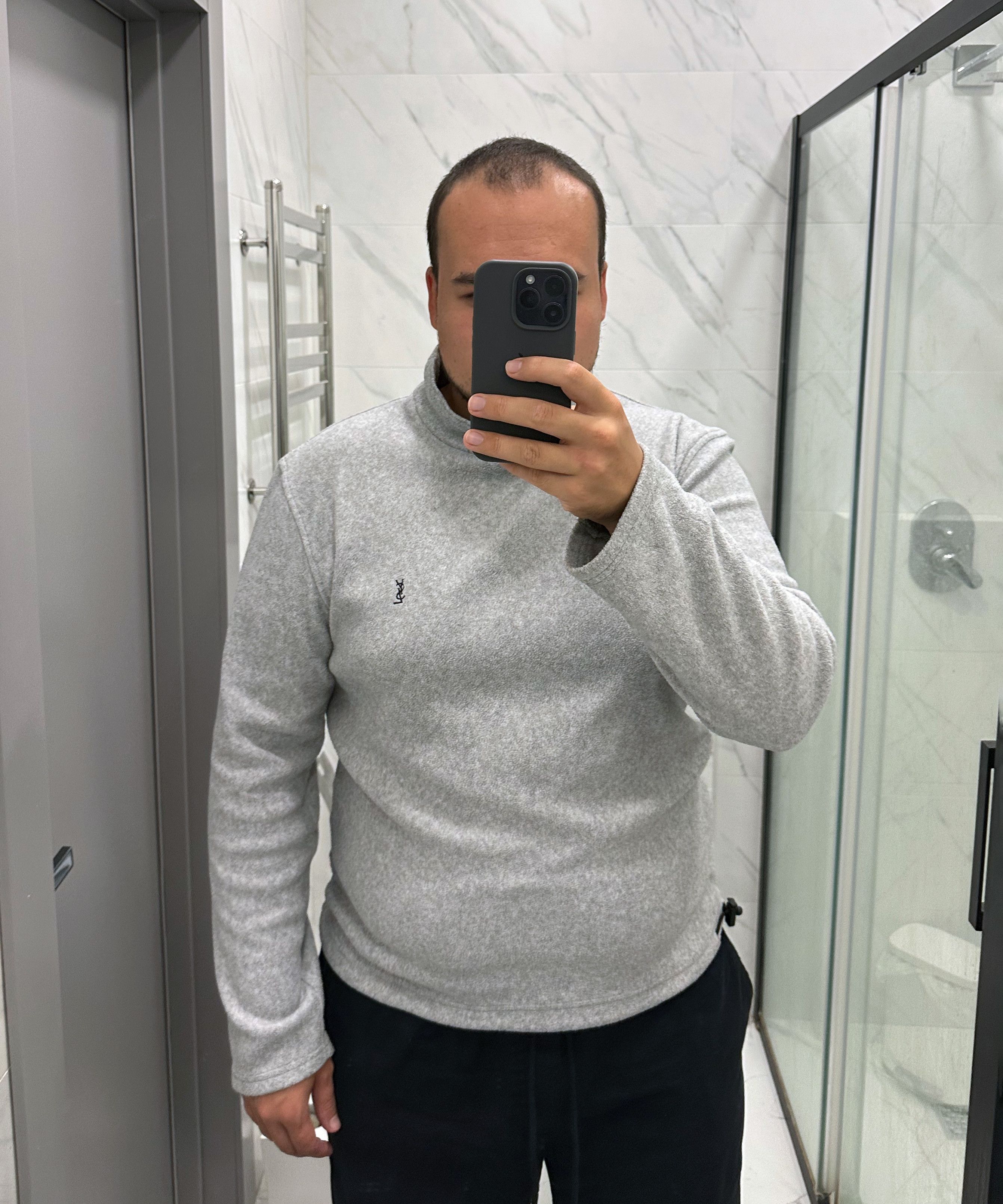 Yves Saint Laurent YVES SAINT LAURENT Fleece Sweater Logo Grey 90s Vintage Size US L / EU 52-54 / 3 - 2 Thumbnail