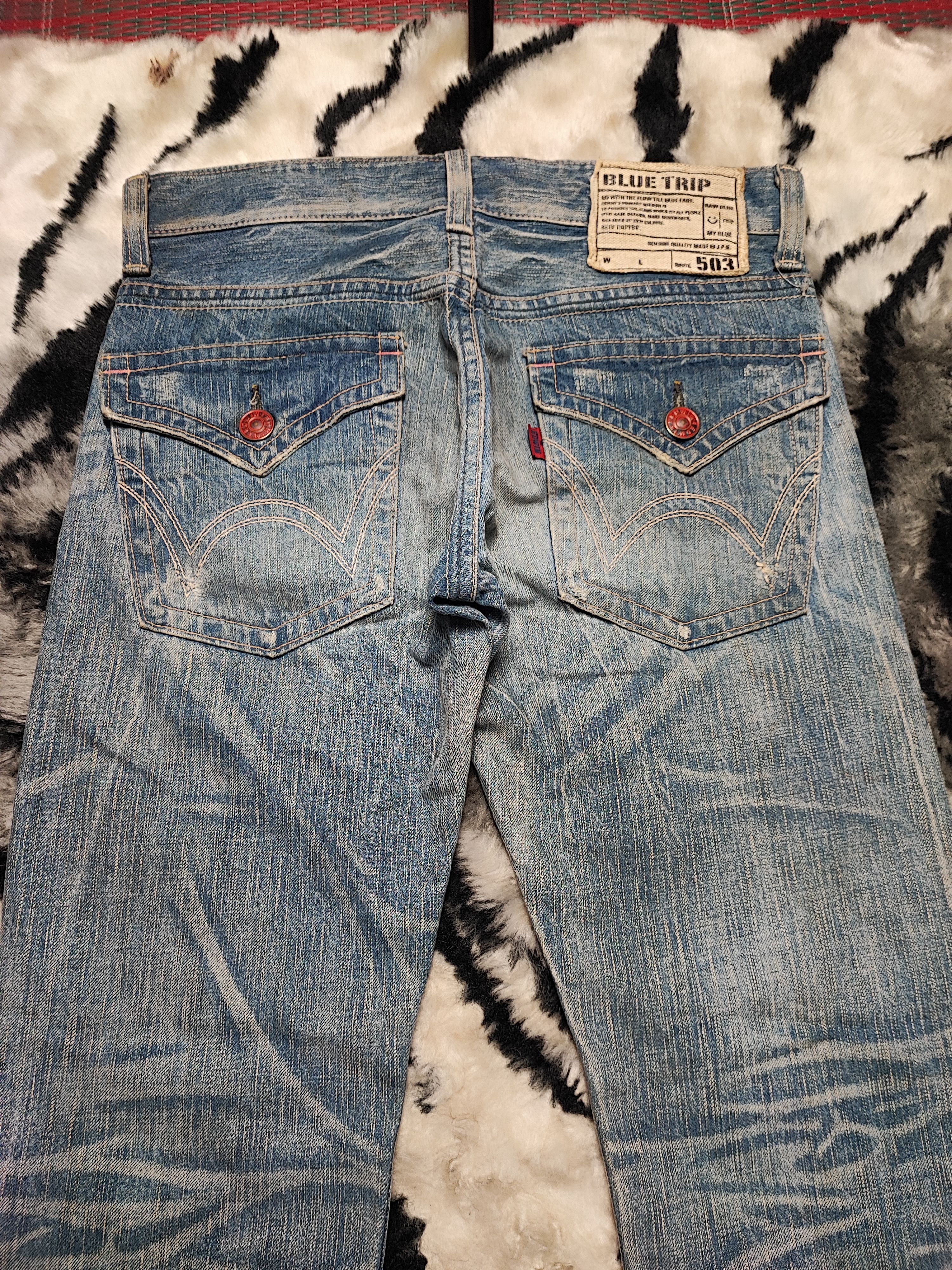 Edwin Edwin 503 Blue Trip Japan Distressed Jeans Size US 31 - 20 Thumbnail