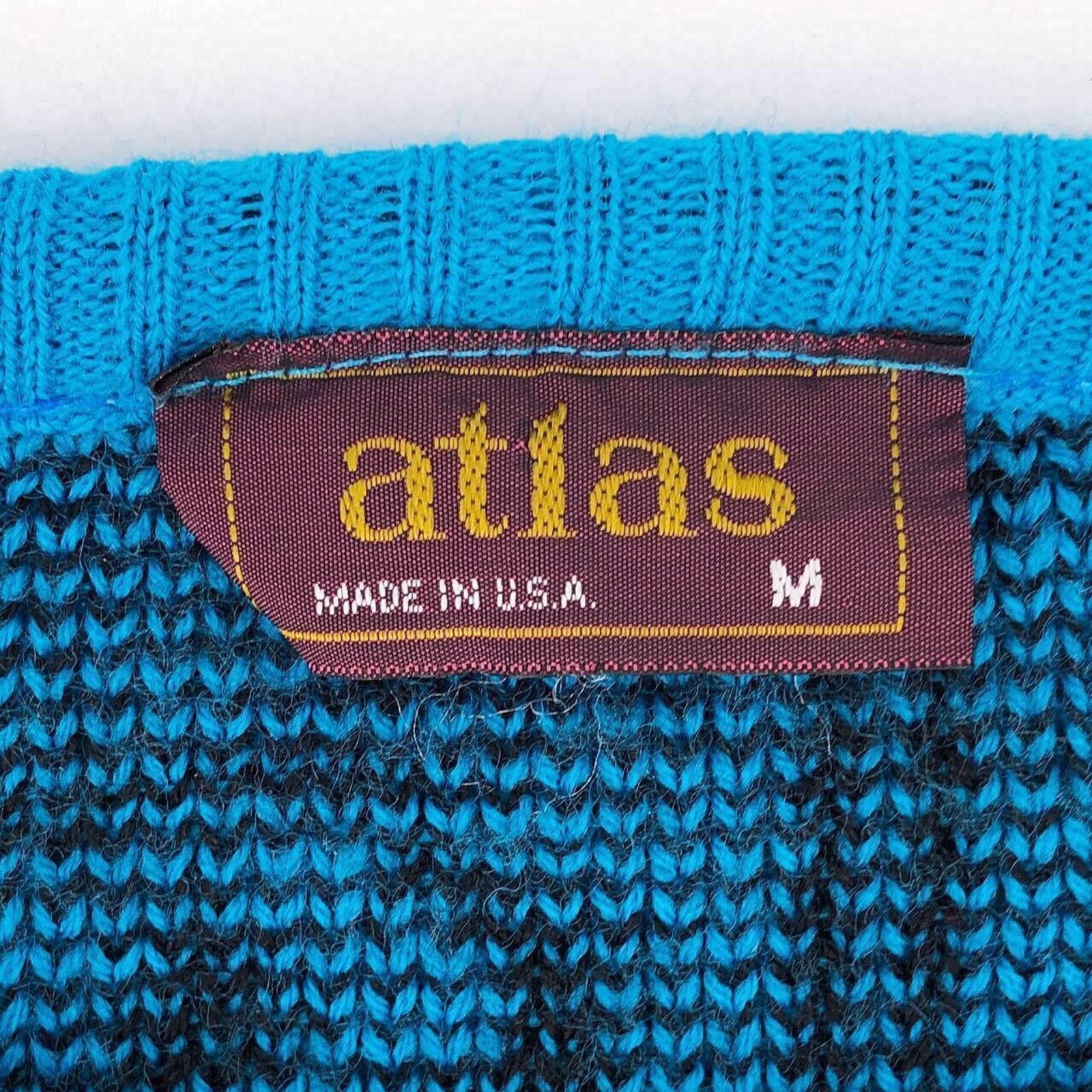 Vintage 80s aqua & black sweater 1980s vintage Size M / US 6-8 / IT 42-44 - 3 Thumbnail