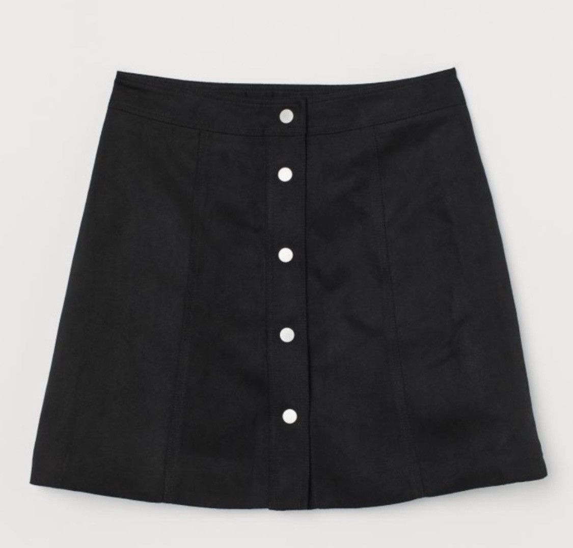 Divided BLACK SUEDE BUTTON UP HIGH WAIST MINI SKIRT Size 26" / US 2 / IT 38 - 3 Thumbnail