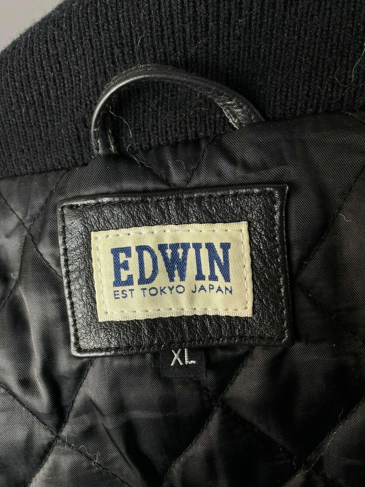 Edwin Edwin Baseball Jacket Black Wool Leather Sleeves Size XL Size US XL / EU 56 / 4 - 10 Thumbnail