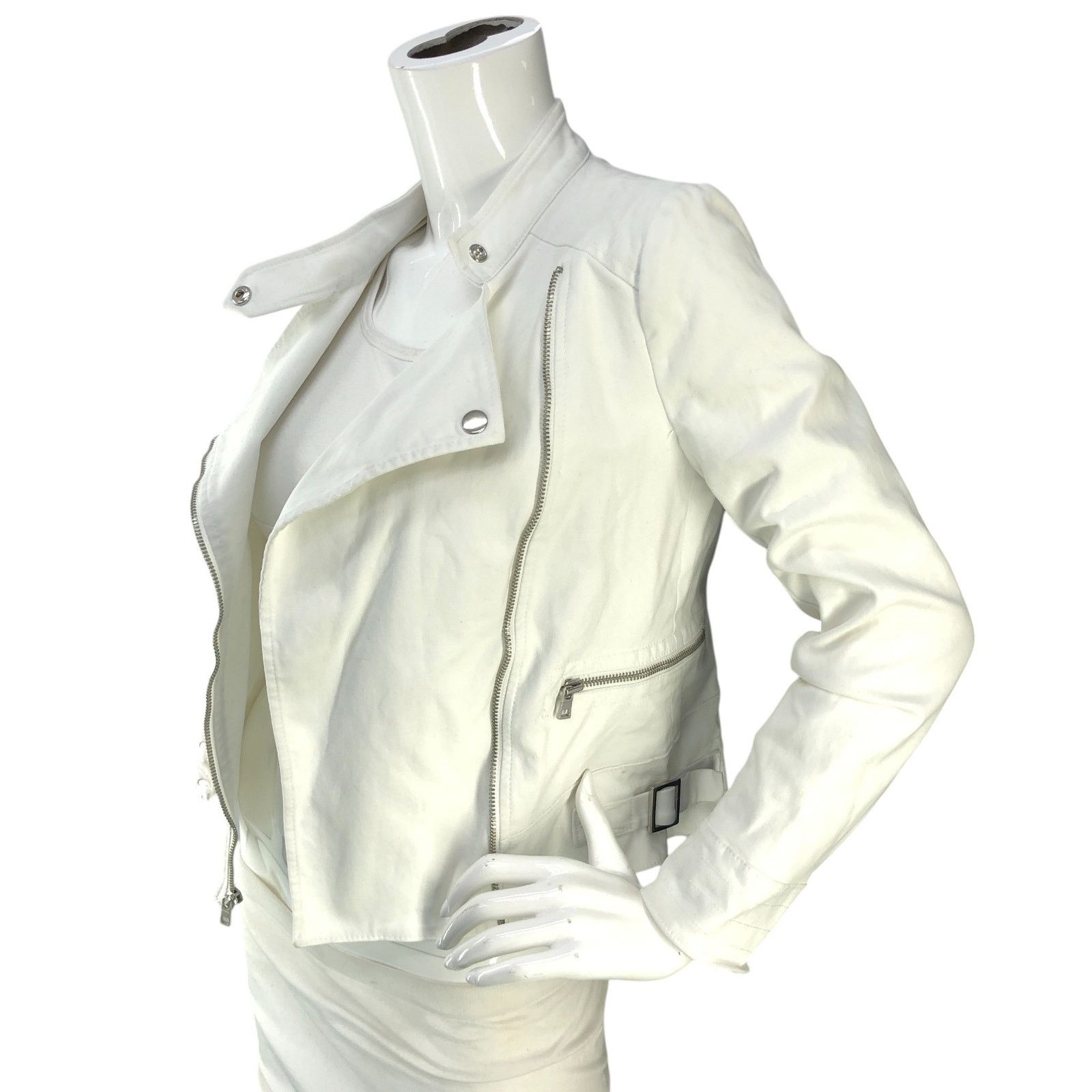 Banana Republic Banana Republic Sz XSP Jacket Soco Moto Cotton Stretch White Size XS / US 0-2 / IT 36-38 - 4 Thumbnail