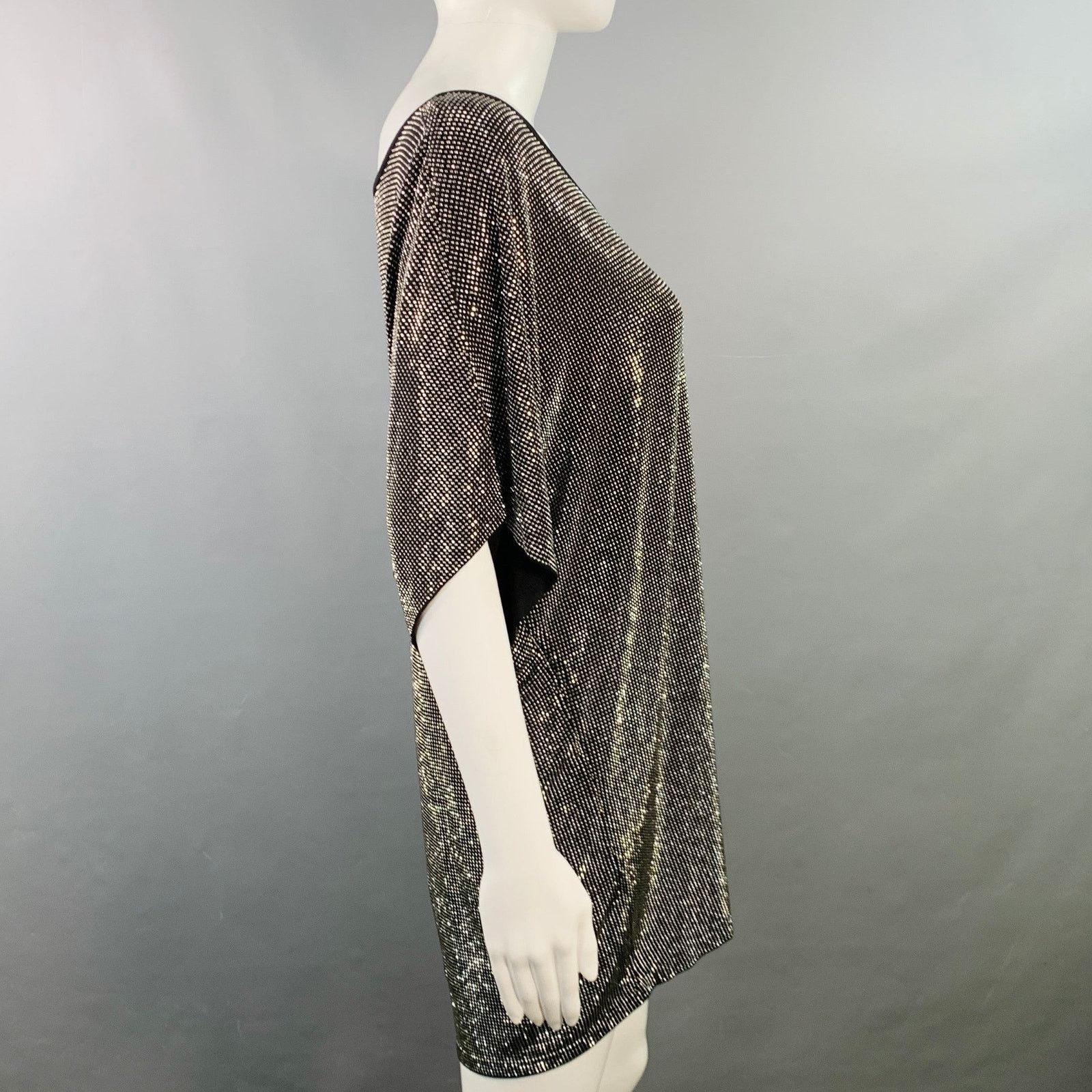 Balmain BALMAIN Black Silver Dolman Sleeves Scoop Neck T-Shirt Size XS / US 0-2 / IT 36-38 - 3 Thumbnail