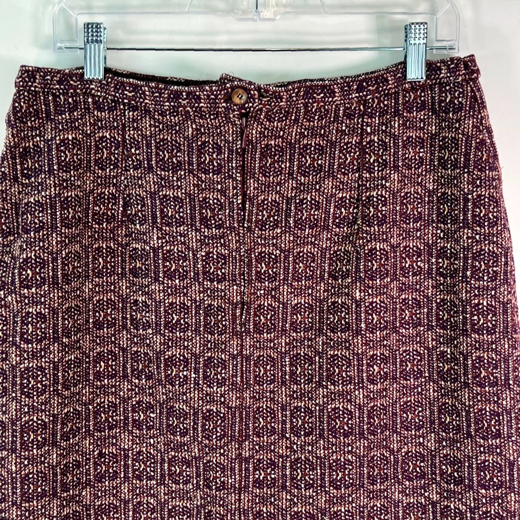 Vintage Wool Pencil Skirt Women Size 14 Purple Geometric Print Size 36" / US 14 / IT 50 - 4 Thumbnail