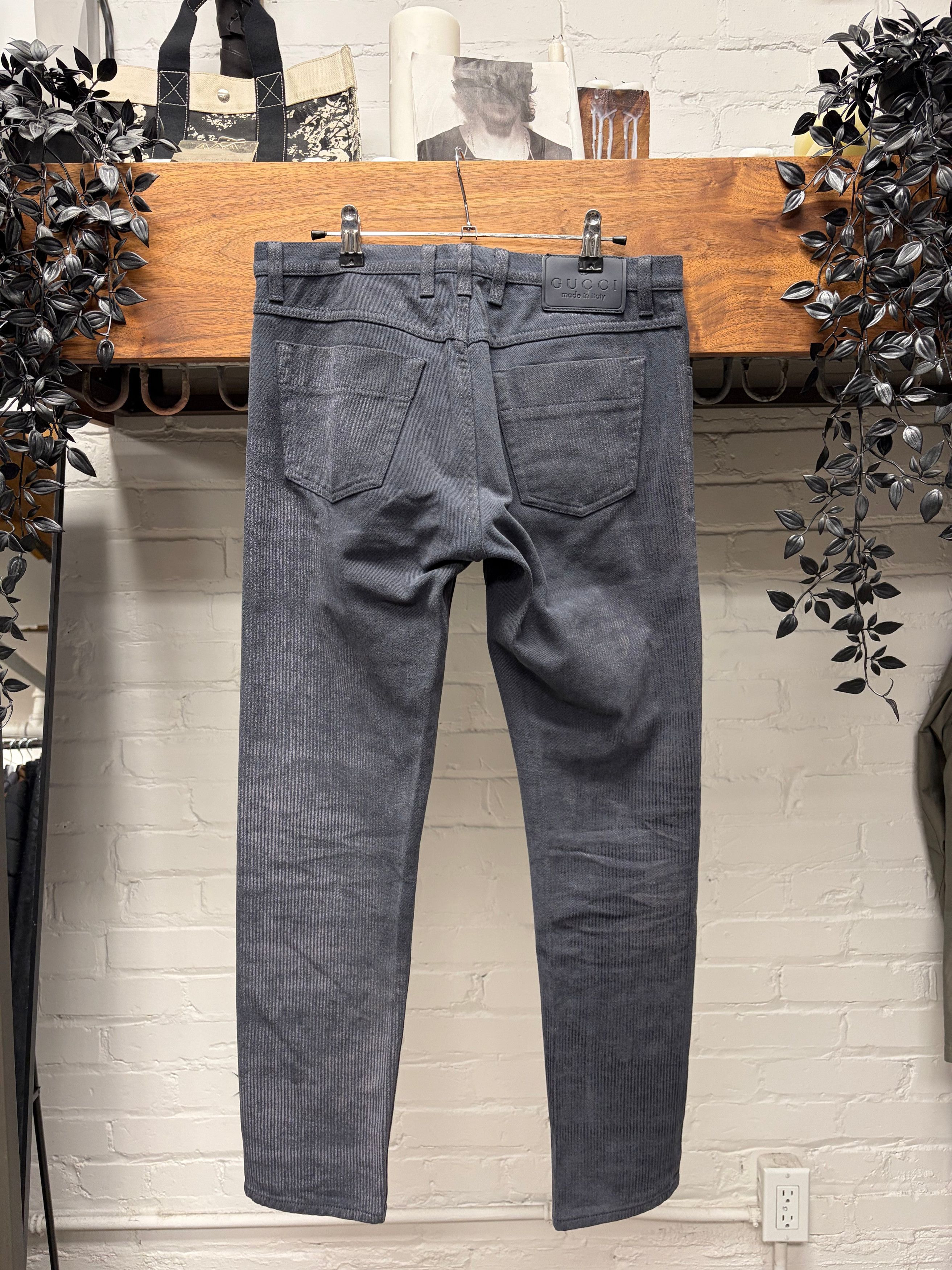 Gucci Gucci Waxed Silver Slim/Skinny Cut Vertical Corduoy Pants Size US 30 / EU 46 - 4 Thumbnail