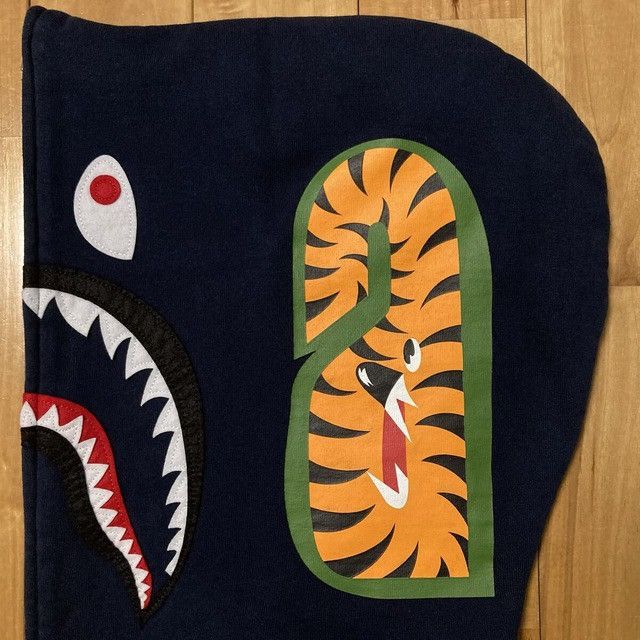 Bape BAPE Blue camo x navy shark full zip hoodie a bathing ape Size US L / EU 52-54 / 3 - 6 Thumbnail