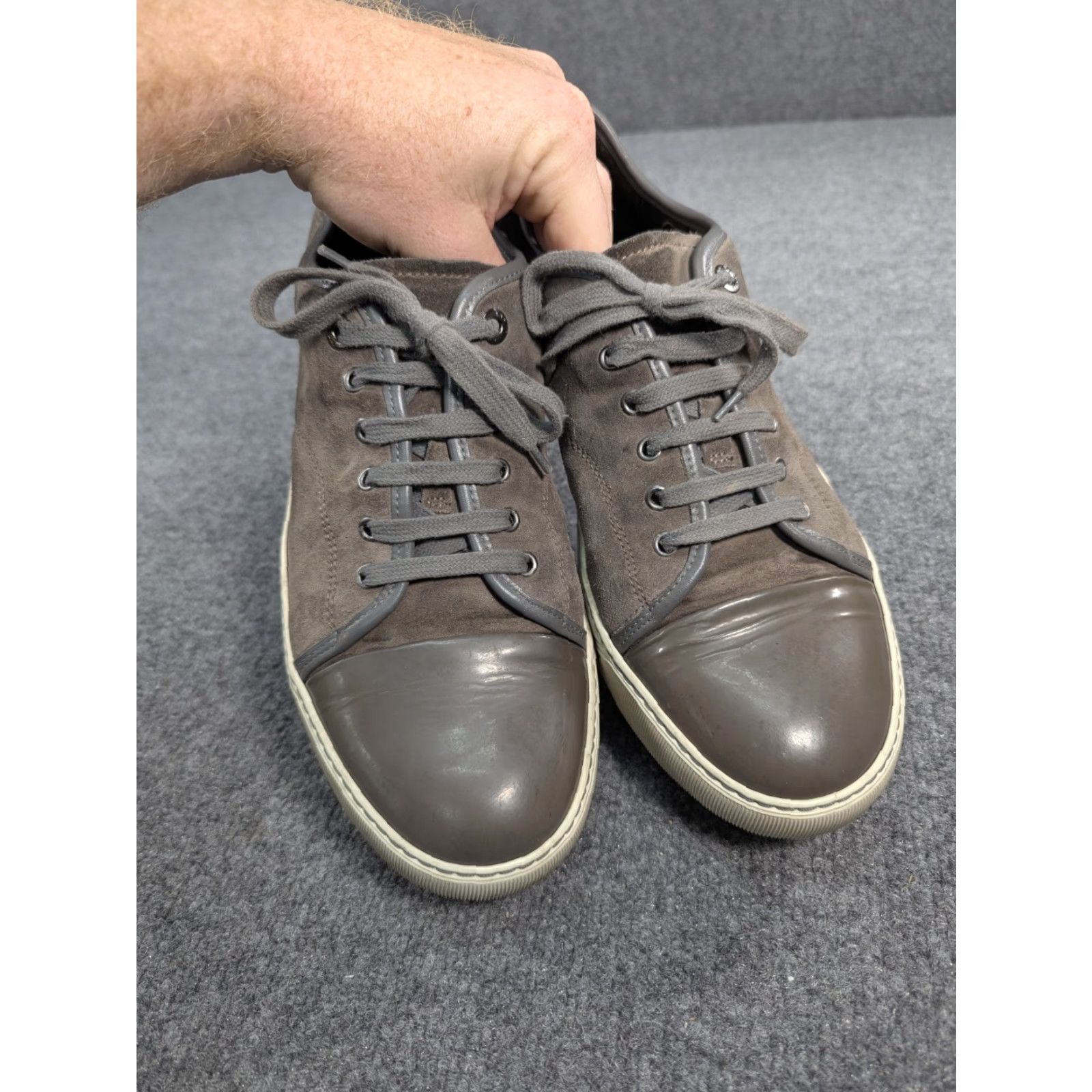 Lanvin Lanvin DBB1 Sneakers Mens Size 9 Suede Toe Cap Toe Gray Patent Leather Low Top Regular Width Shoes Size US M / EU 48-50 / 2 - 4 Thumbnail