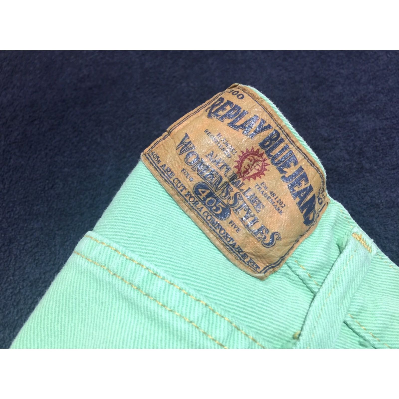 Replay VINTAGE Replay Jeans Women's Green 27x30 Regular Mid-Rise Straight Leg Size 27" / US 4 / IT 40 - 3 Thumbnail