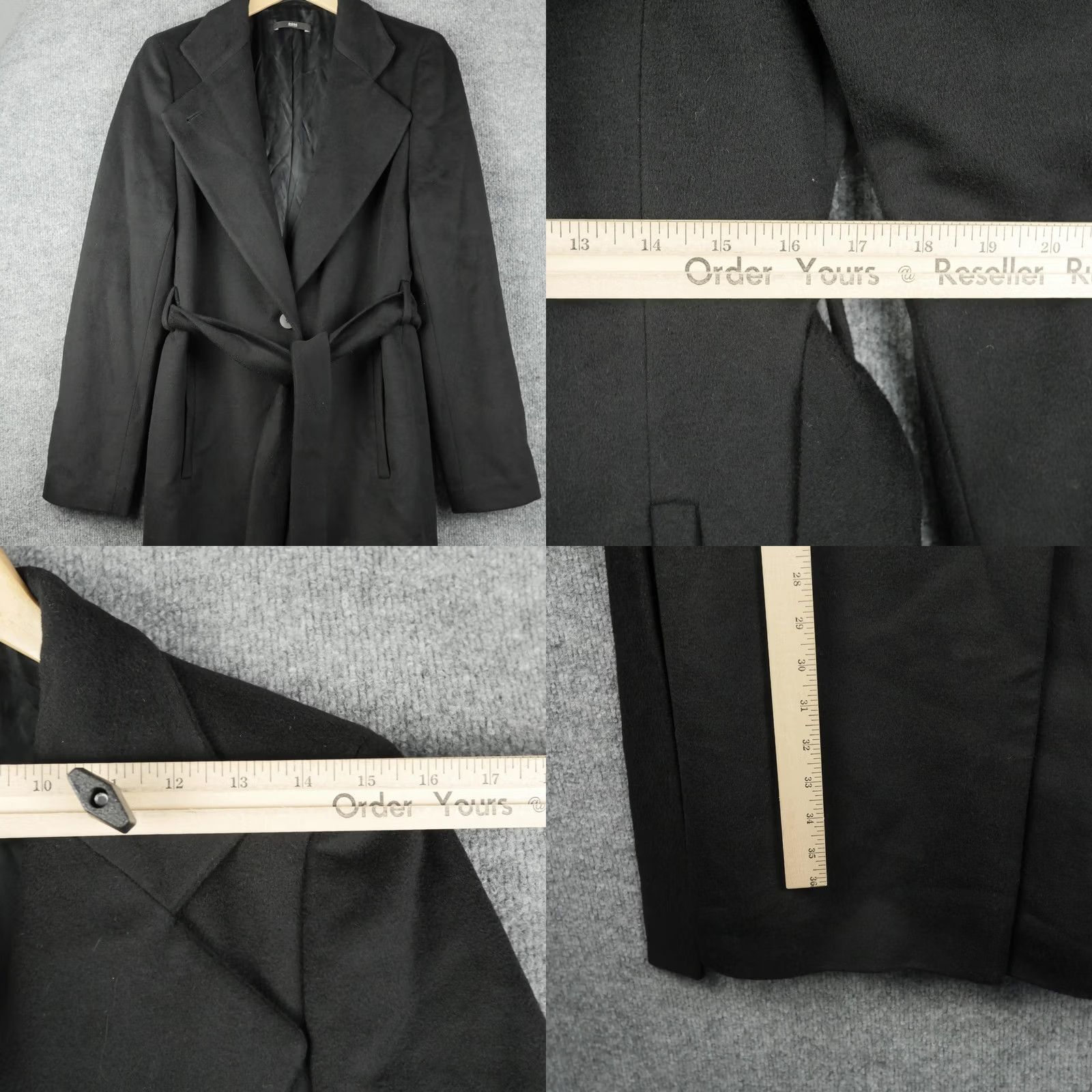 Hugo Boss Hugo Boss Coat Womens 6 Black Claira Belted Long Virgin Wool Overcoat Jacket Size M / US 6-8 / IT 42-44 - 9 Thumbnail