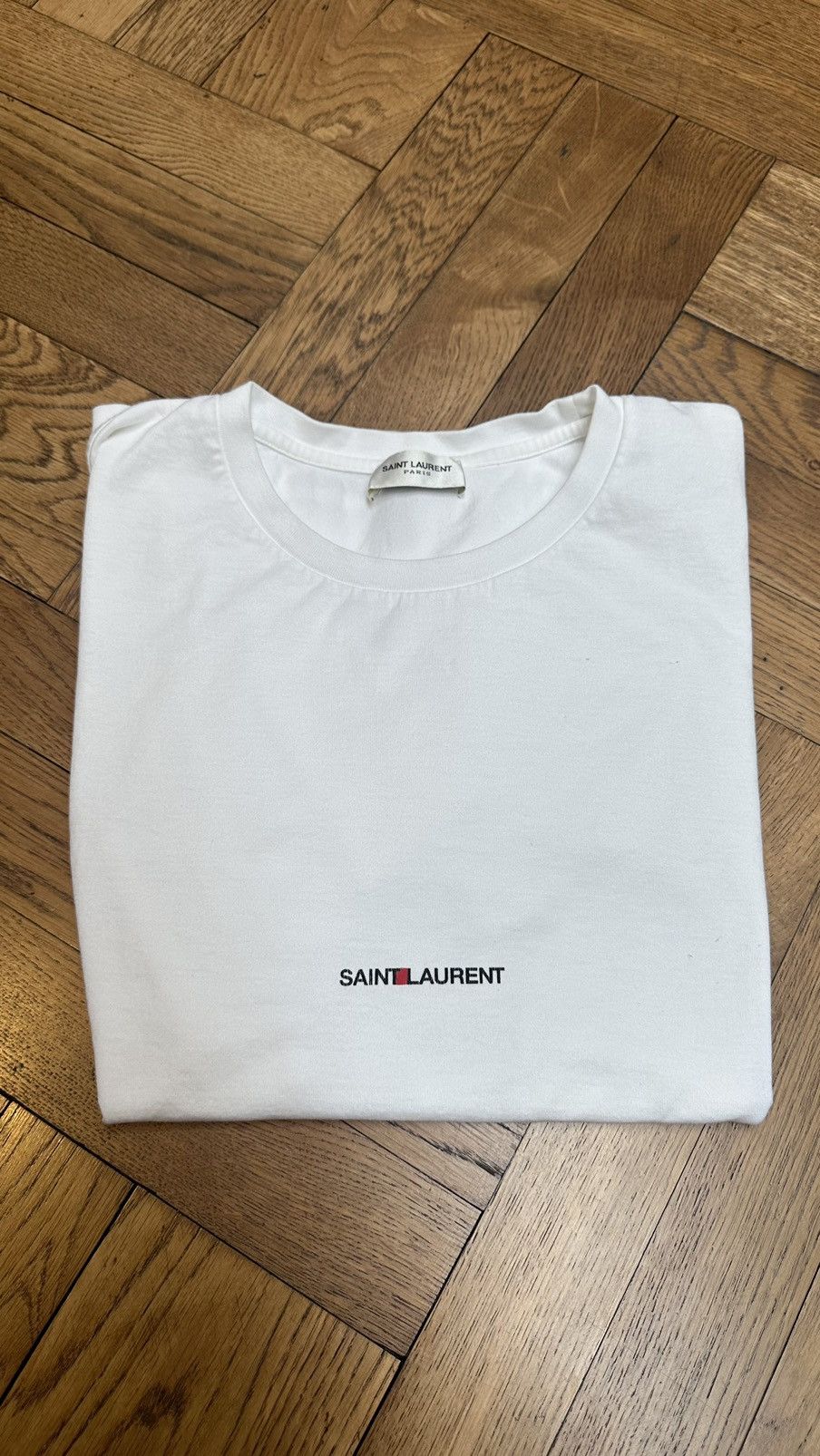 image of Saint Laurent Paris Saint Laurent Tshirt in White, Men's (Size XS)