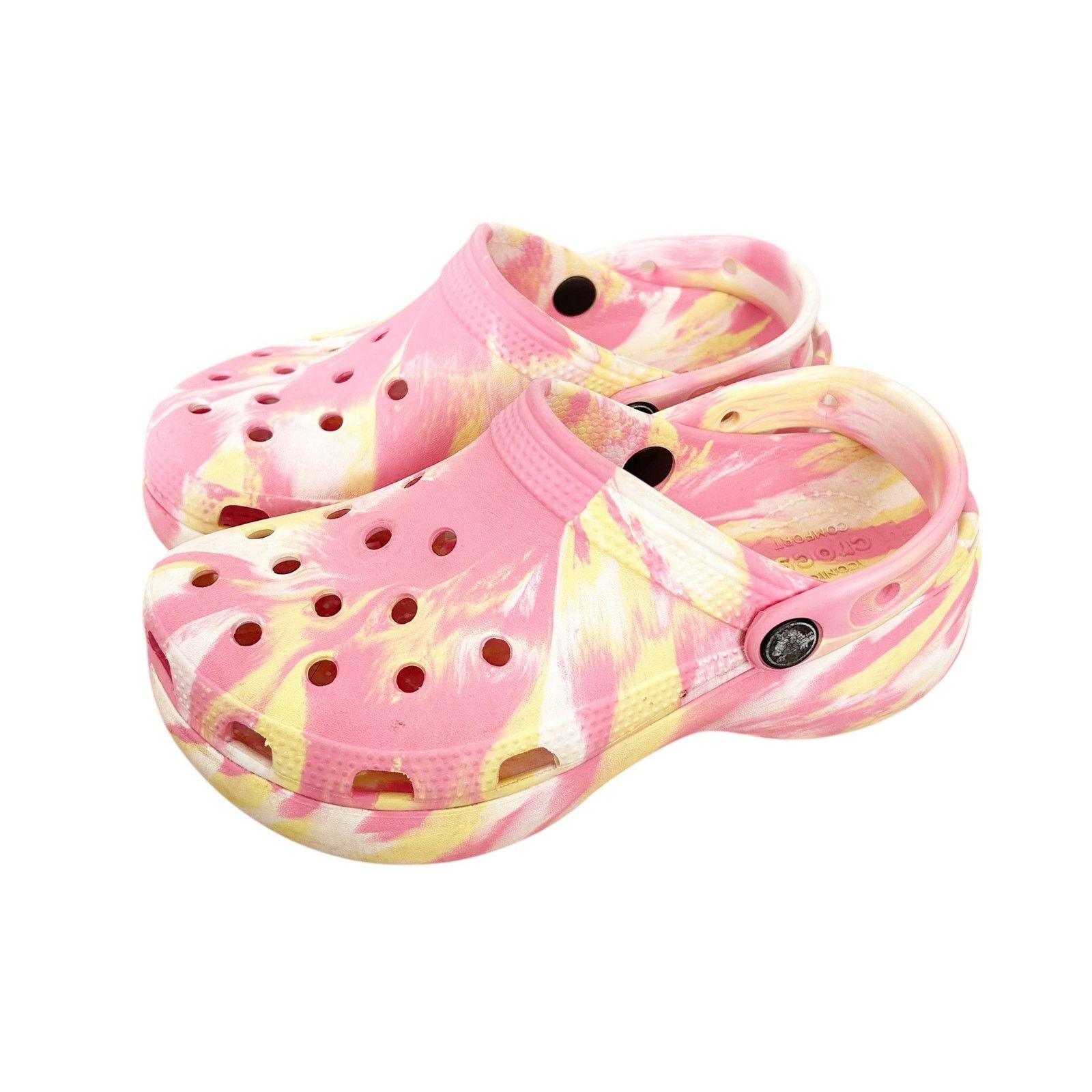 Crocs Crocs Platform Marbled Tie Dye Pink Yellow Clogs Sz 5 Size US 5 / IT 35 - 3 Thumbnail