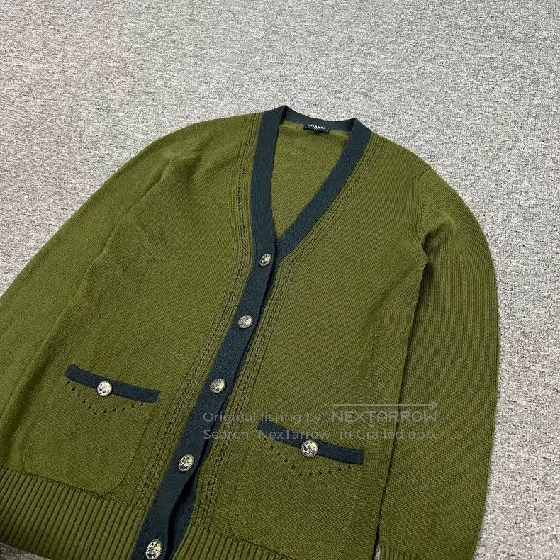 Chanel Chanel Dark green dark blue border contrast colour cashmer Size XS / US 0-2 / IT 36-38 - 4 Thumbnail
