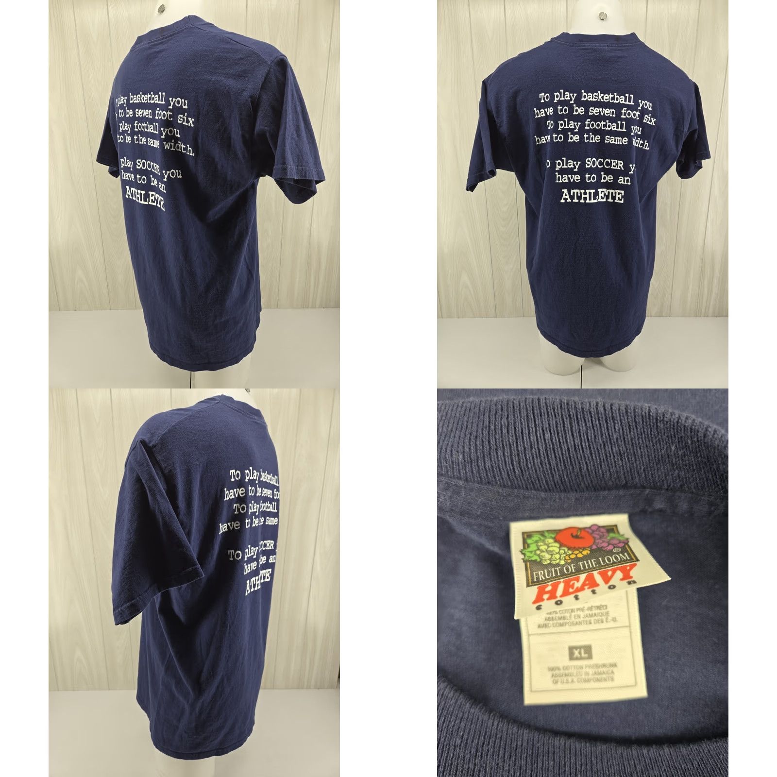 Fruit Of The Loom VINTAGE Fruit of the Loom Soccer T-Shirt Mens XL Navy ISYSA College Search Kickoff Shirt Size US XL / EU 56 / 4 - 8 Thumbnail