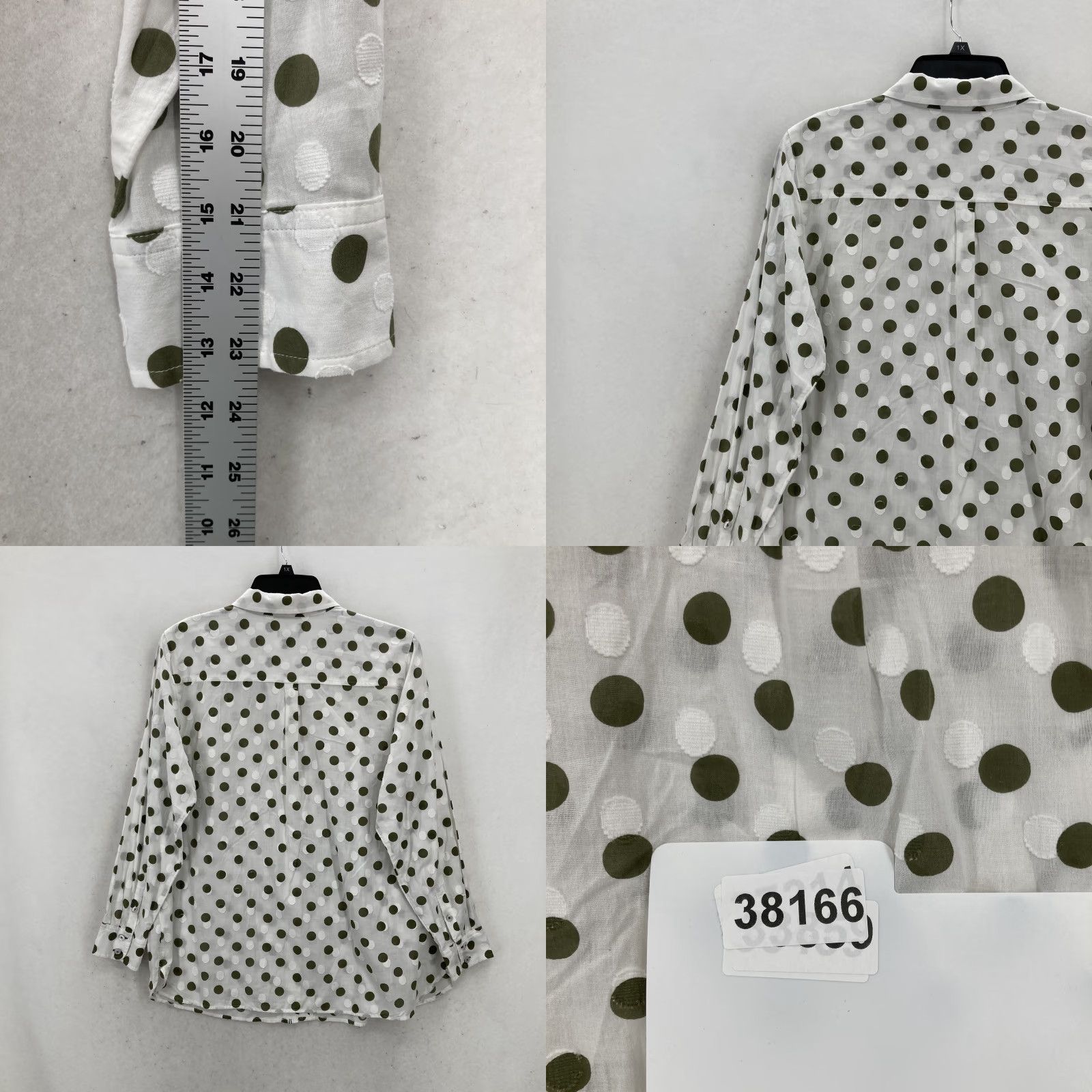 Talbots Talbots Shirt Womens 1X White Olive Green Polka Dot Button Front Summer Casual Shirt Size XL / US 12-14 / IT 48-50 - 8 Thumbnail