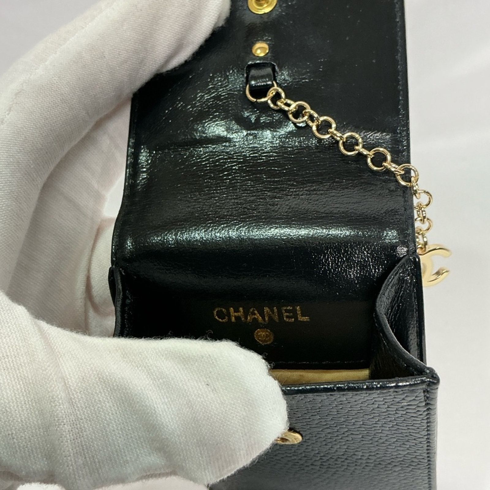 Chanel Authentic CHANEL Coco Mark Grained Calfskin Pen Case w/Chain Size ONE SIZE - 10 Thumbnail