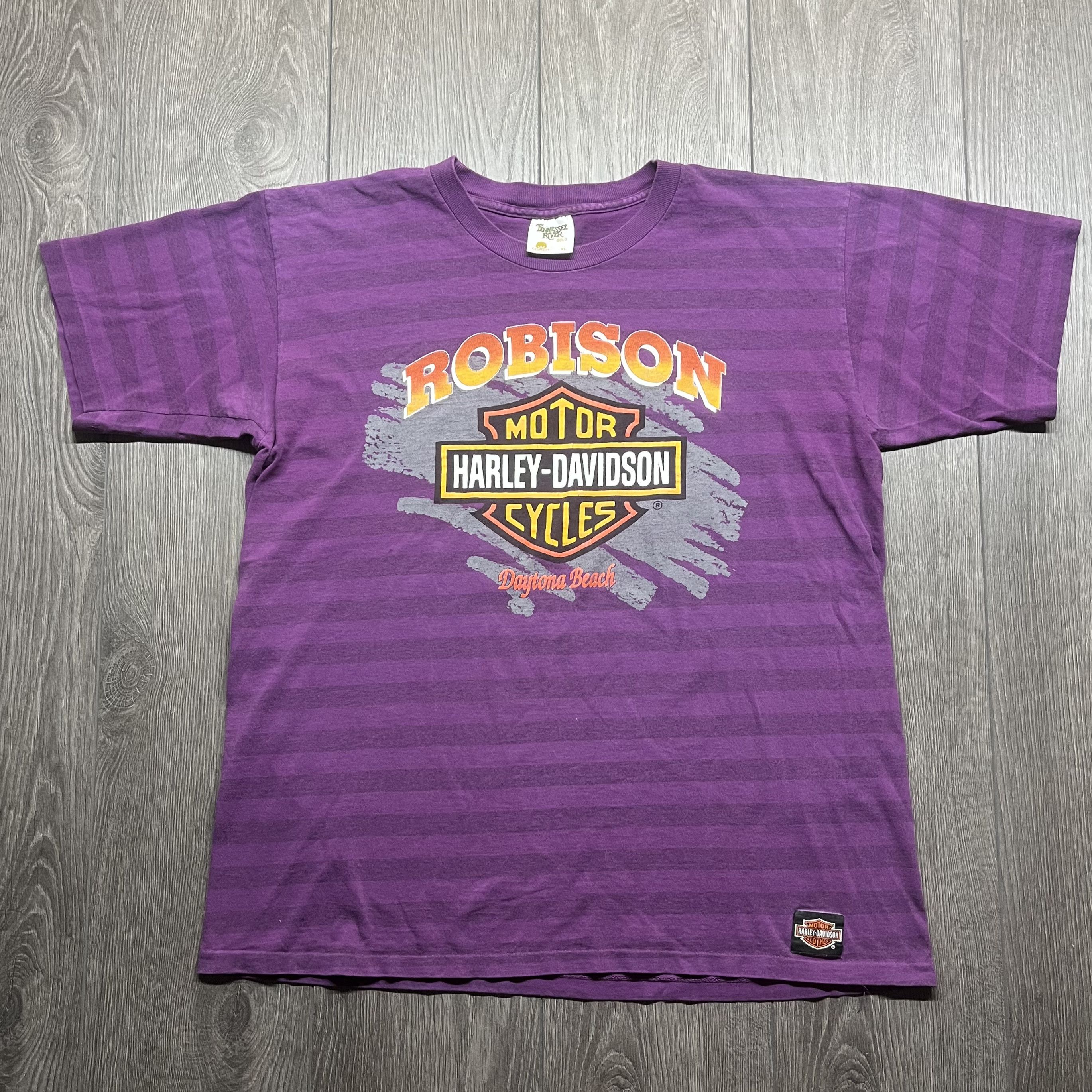 Harley Davidson × Vintage Vintage Harley Davidson Daytona Beach 1990s Purple XL Shirt Size US XL / EU 56 / 4 - 1 Thumbnail