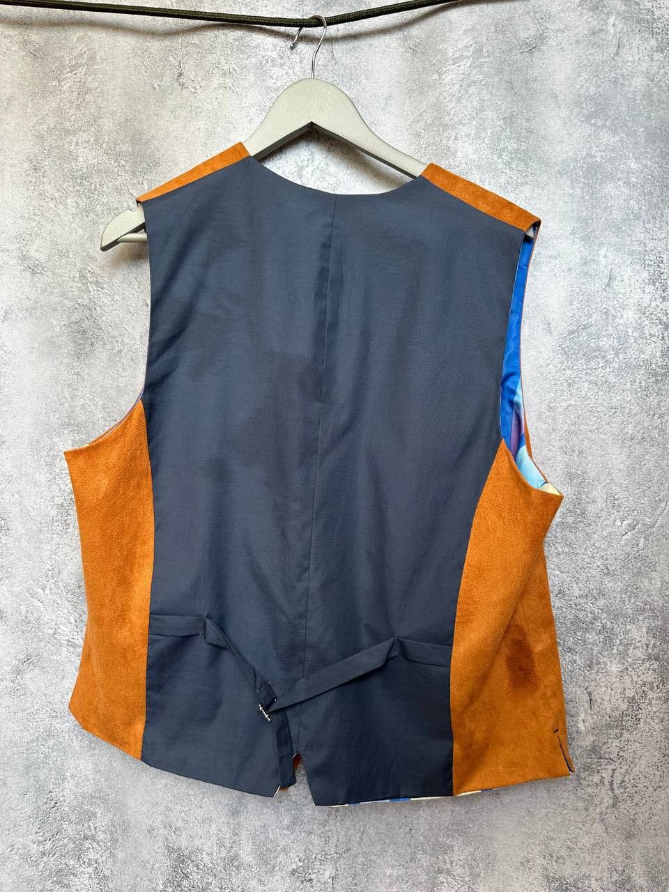 Designer House of Cavani Orange Suede Look Waistcoat Vest Retro Size 44R - 3 Thumbnail