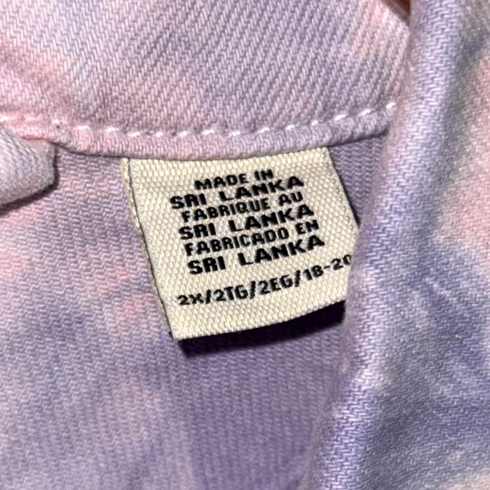 Levi's VINTAGE Levis Denim Jacket Womens 2X Pink Purple Tie Dye Trucker Jean Coat Button Size 40" / US 18 - 4 Thumbnail