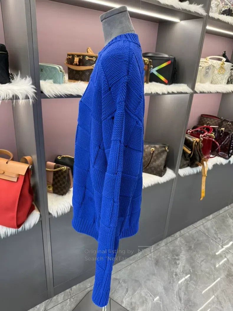 Louis Vuitton Louis Vuitton Klein Blue Woven Checker Sweater Size US L / EU 52-54 / 3 - 4 Thumbnail