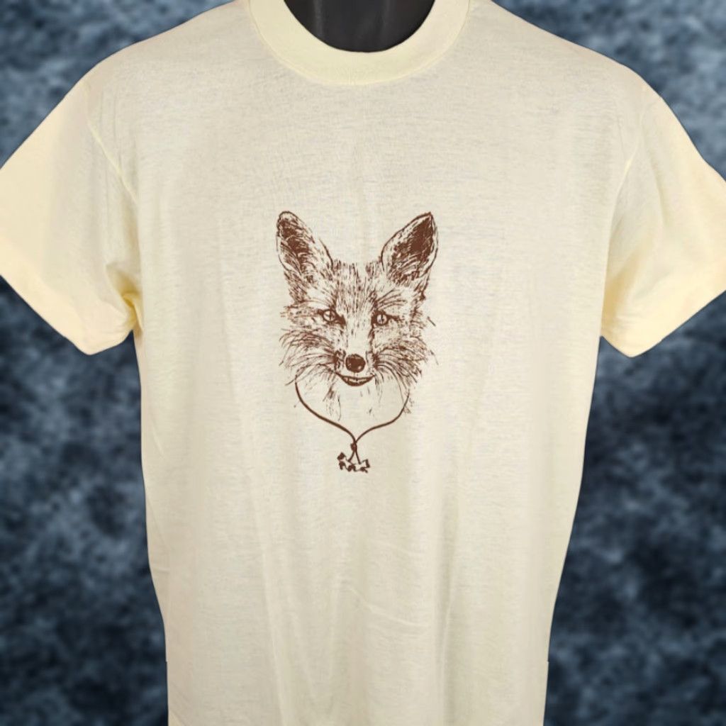 Vintage VINTAGE Wood Badge Fox T Shirt Mens Size Large Cream 80s Boy Scouts Made In USA Size US L / EU 52-54 / 3 - 1 Thumbnail
