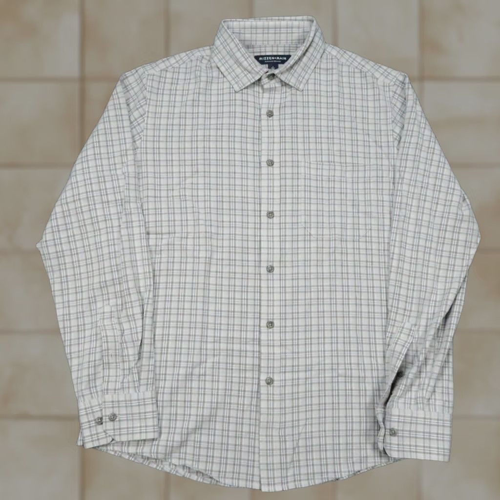 Mizzen+Main Mizzen+Main Shirt Mens Large Gray Plaid Long Sleeve Button Trim Fit Flannel Size US L / EU 52-54 / 3 - 1 Thumbnail