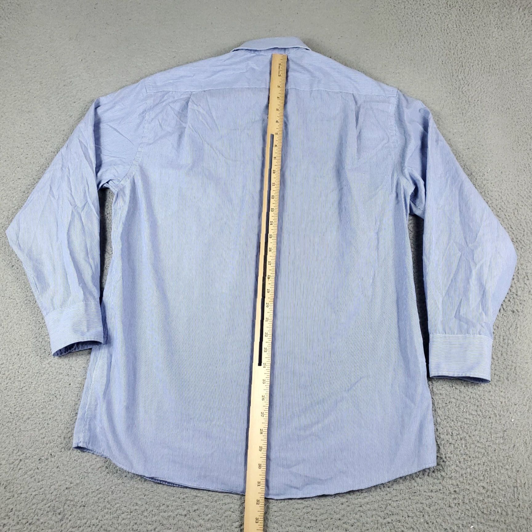 Tommy Hilfiger Tommy Hilfiger Blue Striped Dress Shirt Mens 15.5 Long Sleeve Button Up Regular Fit Size 40R - 5 Thumbnail