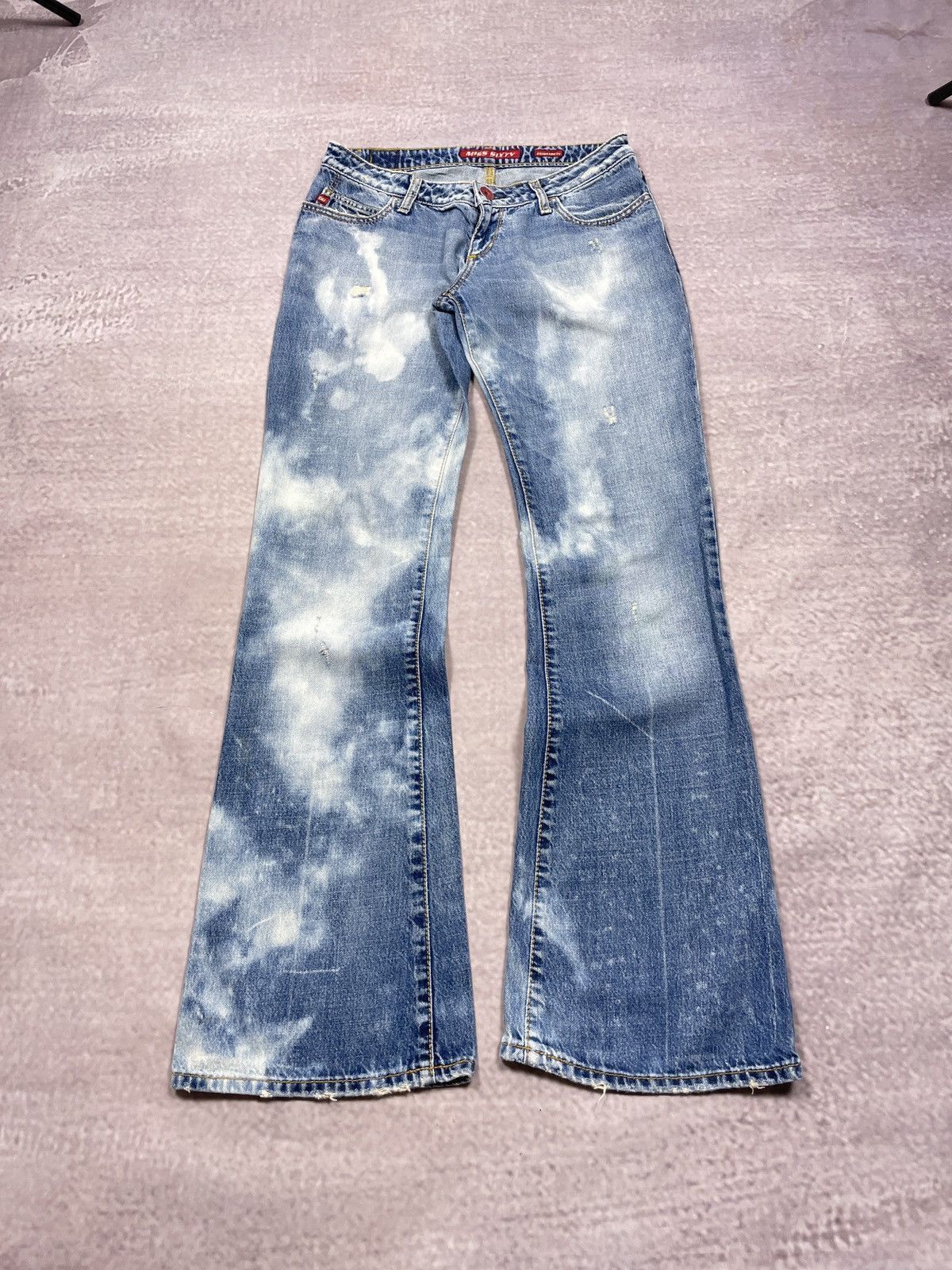 00s Coating waxed denim dior pants flared Japanese Label Y2K