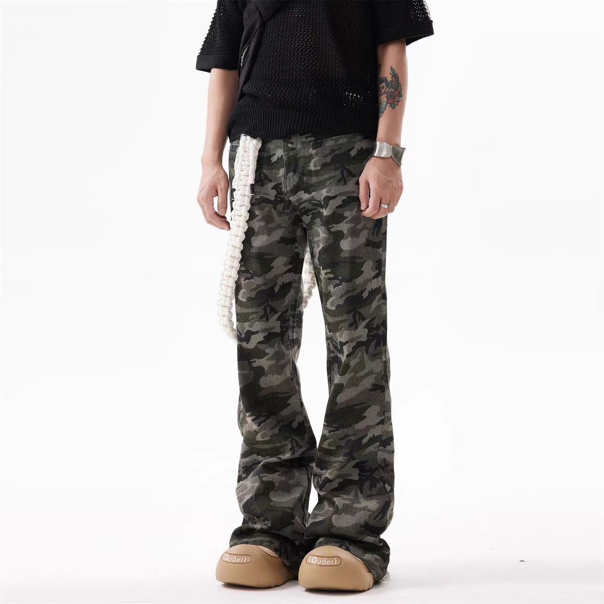 Japanese Brand × Vintage Vintage Destruction Camouflage Micro Flare Work Trousers Size US 32 / EU 48 - 1 Thumbnail