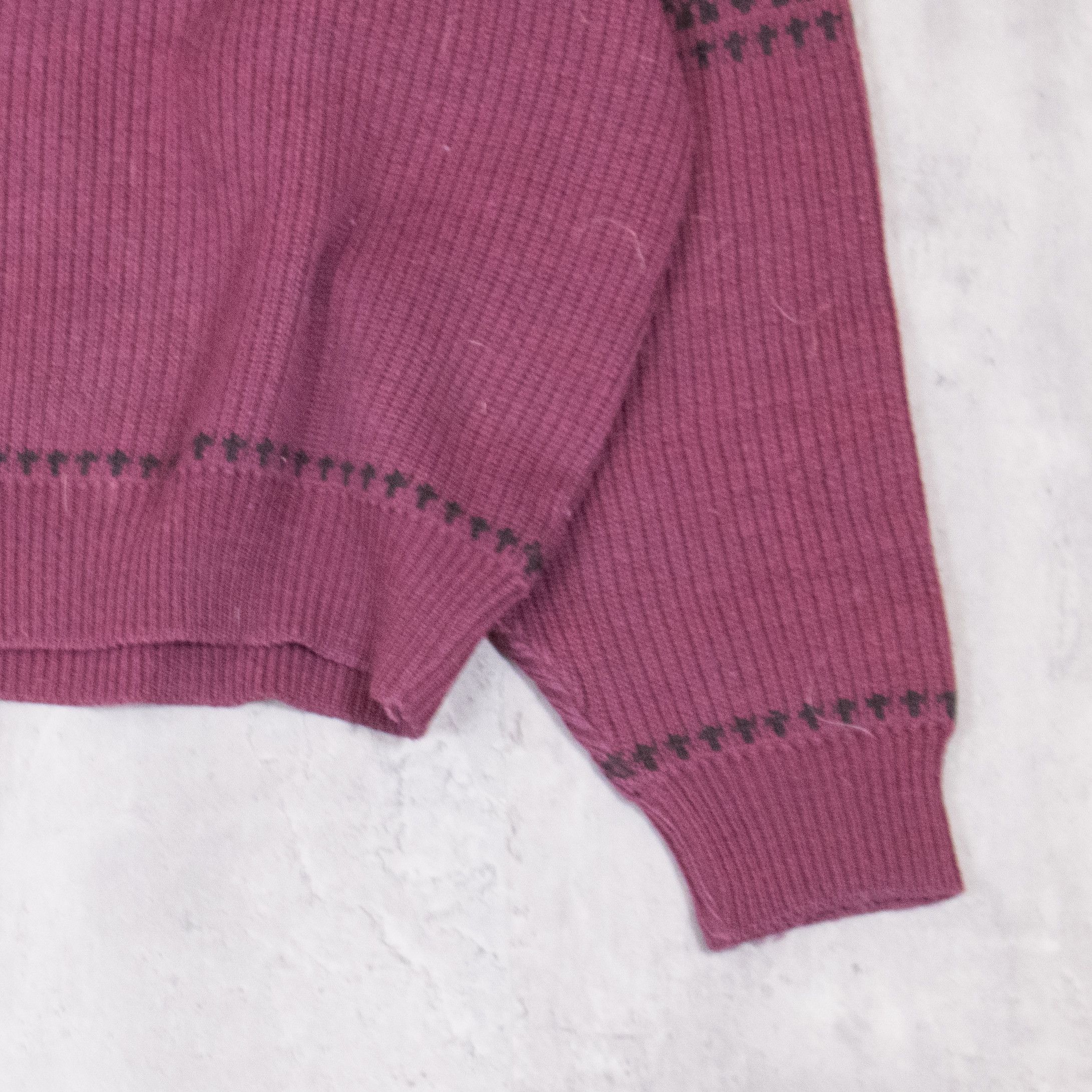 Vintage Vintage 1990's Blocx Pattern Wool Burgundy Sweater Size US L / EU 52-54 / 3 - 5 Thumbnail