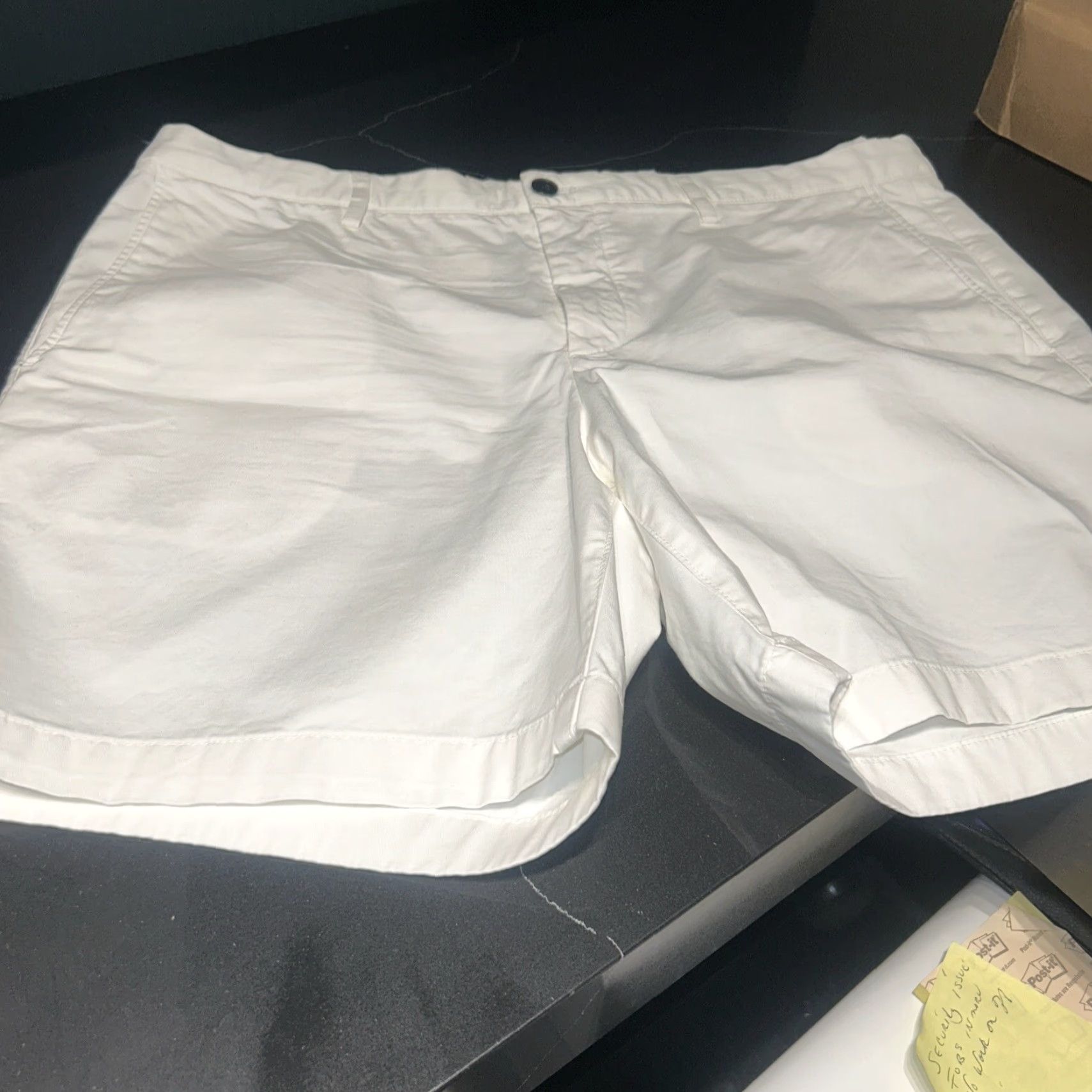 Theory Theory Mens Shorts 38 White Flat Front Summer Casual Mens 38 White Theory Beck PP Solid Cotton Blend Stretch Flat Front Zip Regular Summer Mens Size US 38 / EU 54 - 3 Thumbnail