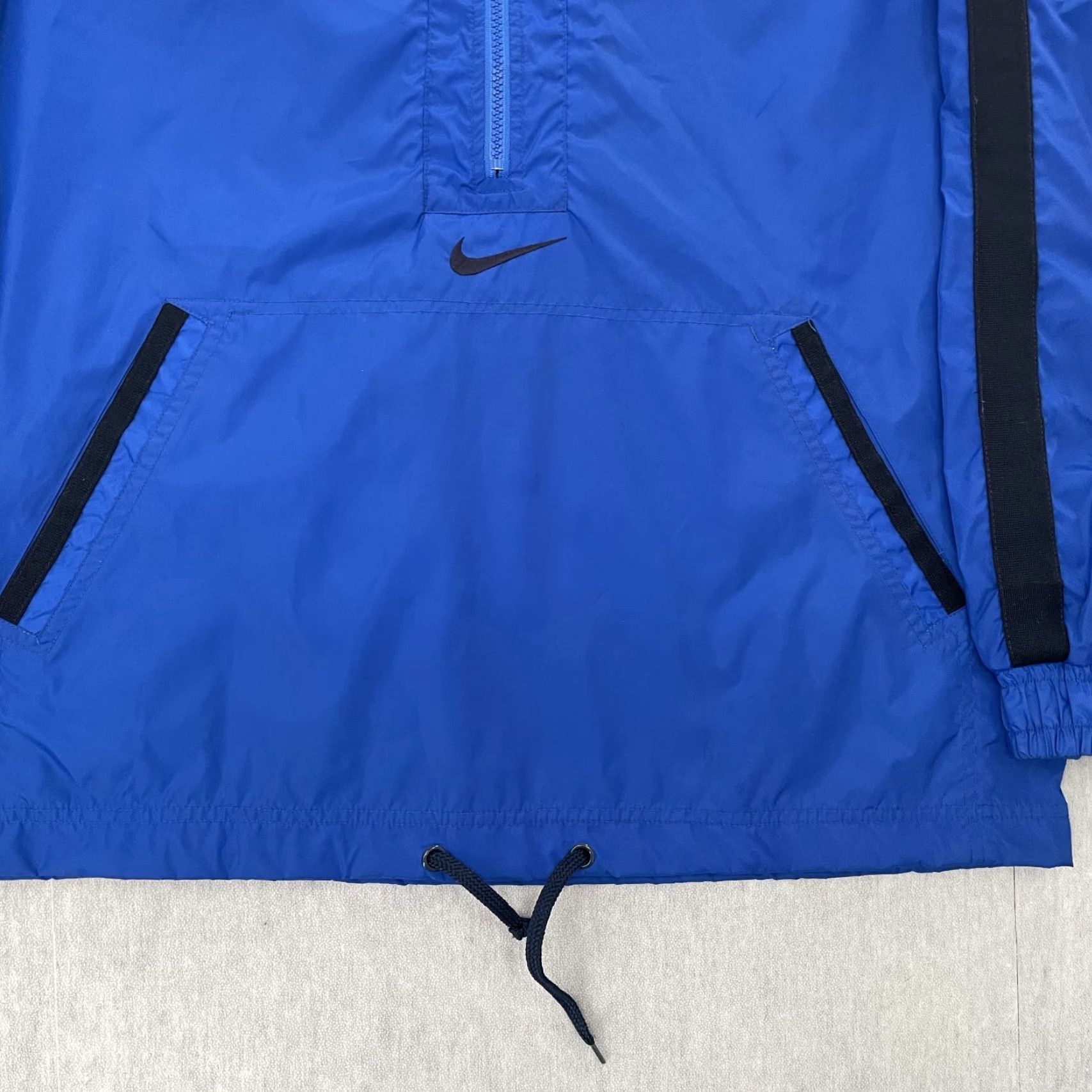 Nike VINTAGE Nike Windbreaker Jacket Adult Medium Blue 1/2 Zip Hooded Casual 90s Mens Size US M / EU 48-50 / 2 - 6 Thumbnail