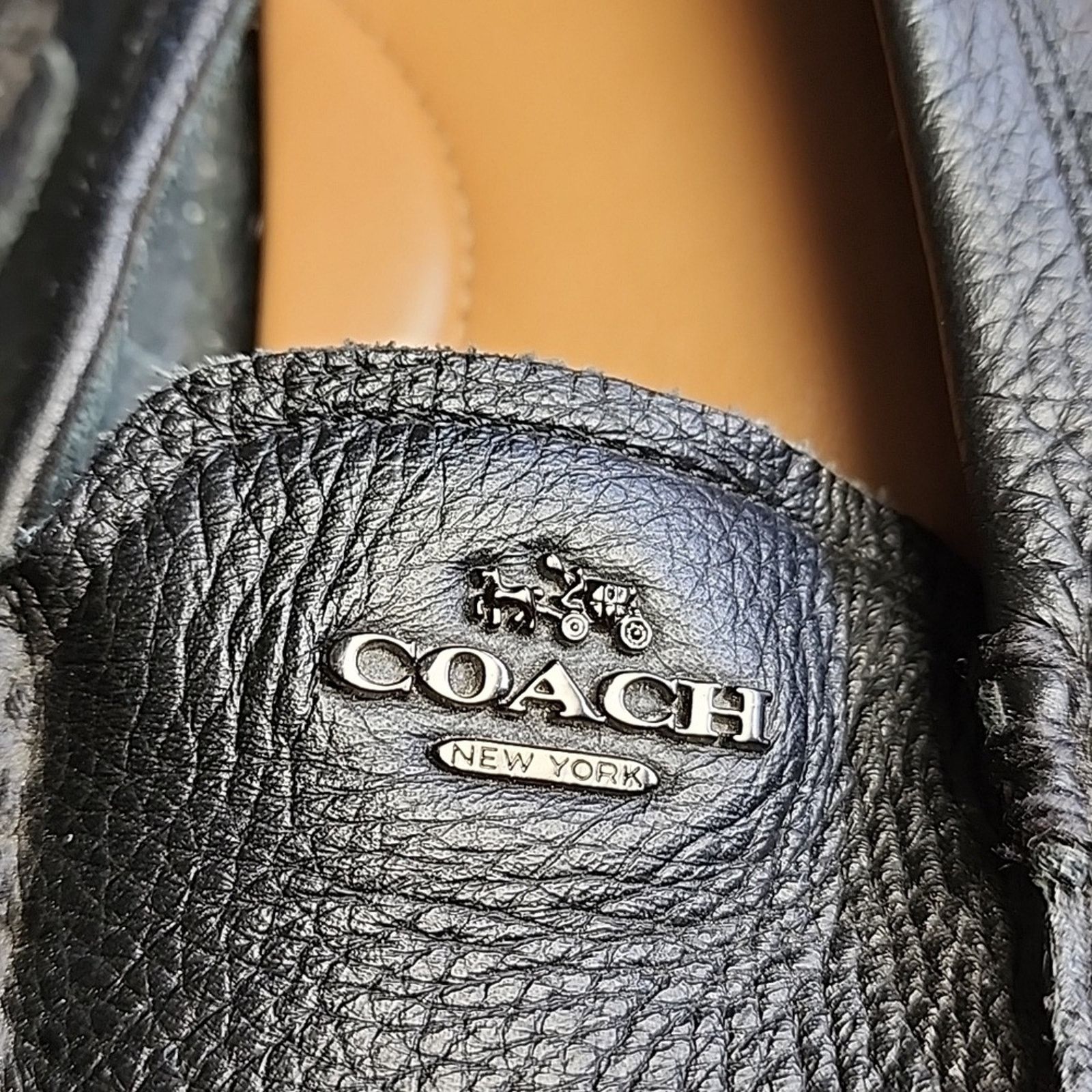 Coach Coach Black Textured Leather Loafers Size US 8 / IT 38 - 2 Thumbnail