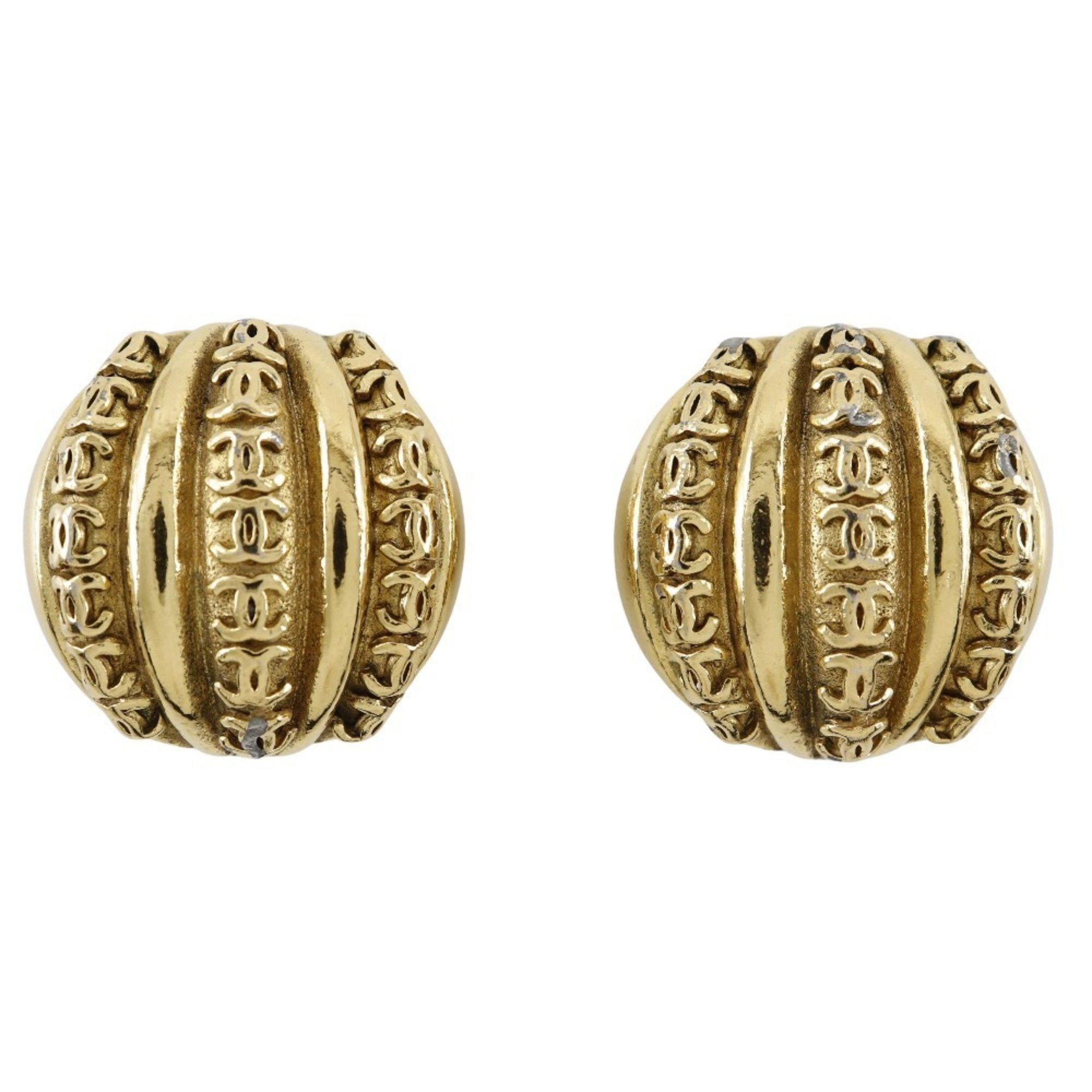 Chanel CHANEL Coco Mark Earrings, Gold Plated, 1988, Size 23, Approx. 37g, COCO Mark, Women's Size ONE SIZE - 1 Thumbnail