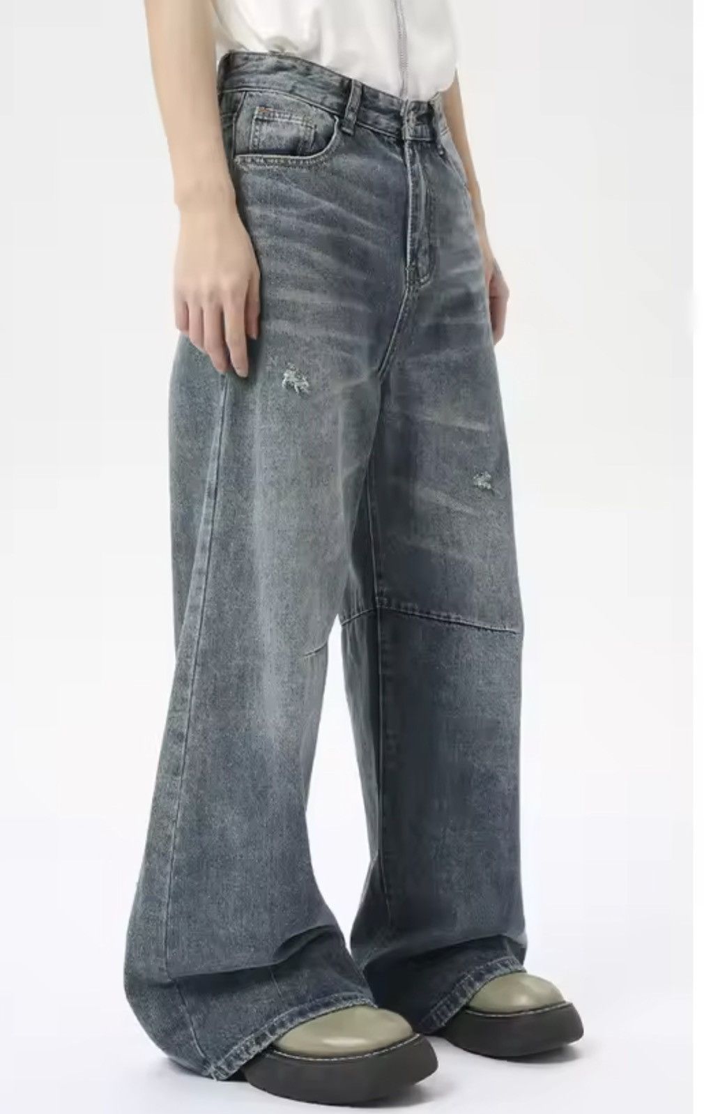 Japanese Brand DISTRESSED DENIM JEANS - Y2K ARCHIVE WIDE LEG PANTS Size US 30 / EU 46 - 6 Thumbnail