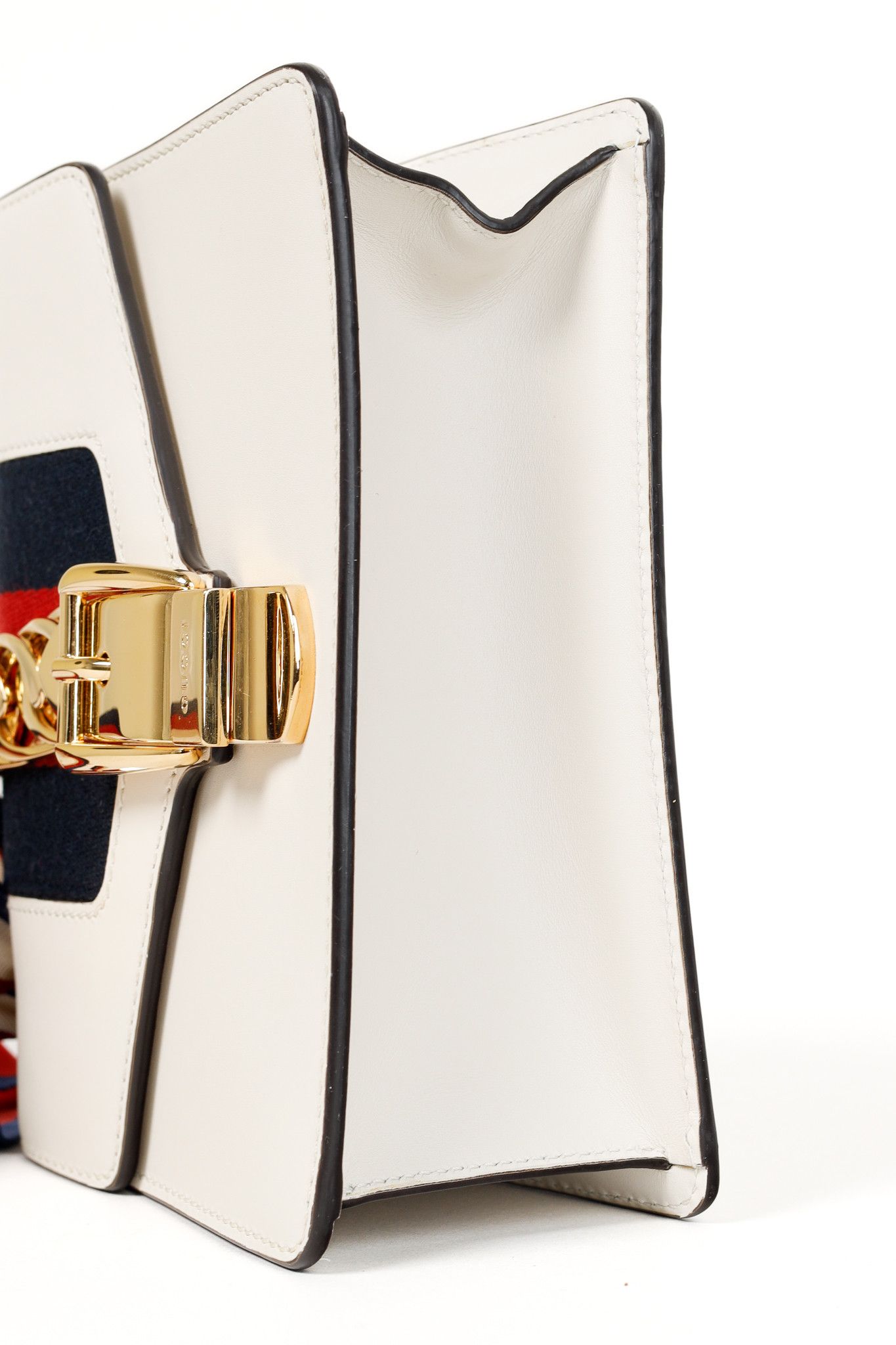 Gucci Gucci Sylvie Mini Chain White Leather Stripe-Web Bag Size ONE SIZE - 5 Thumbnail